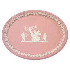 Retro Wedgwood pink and white jasperware tray