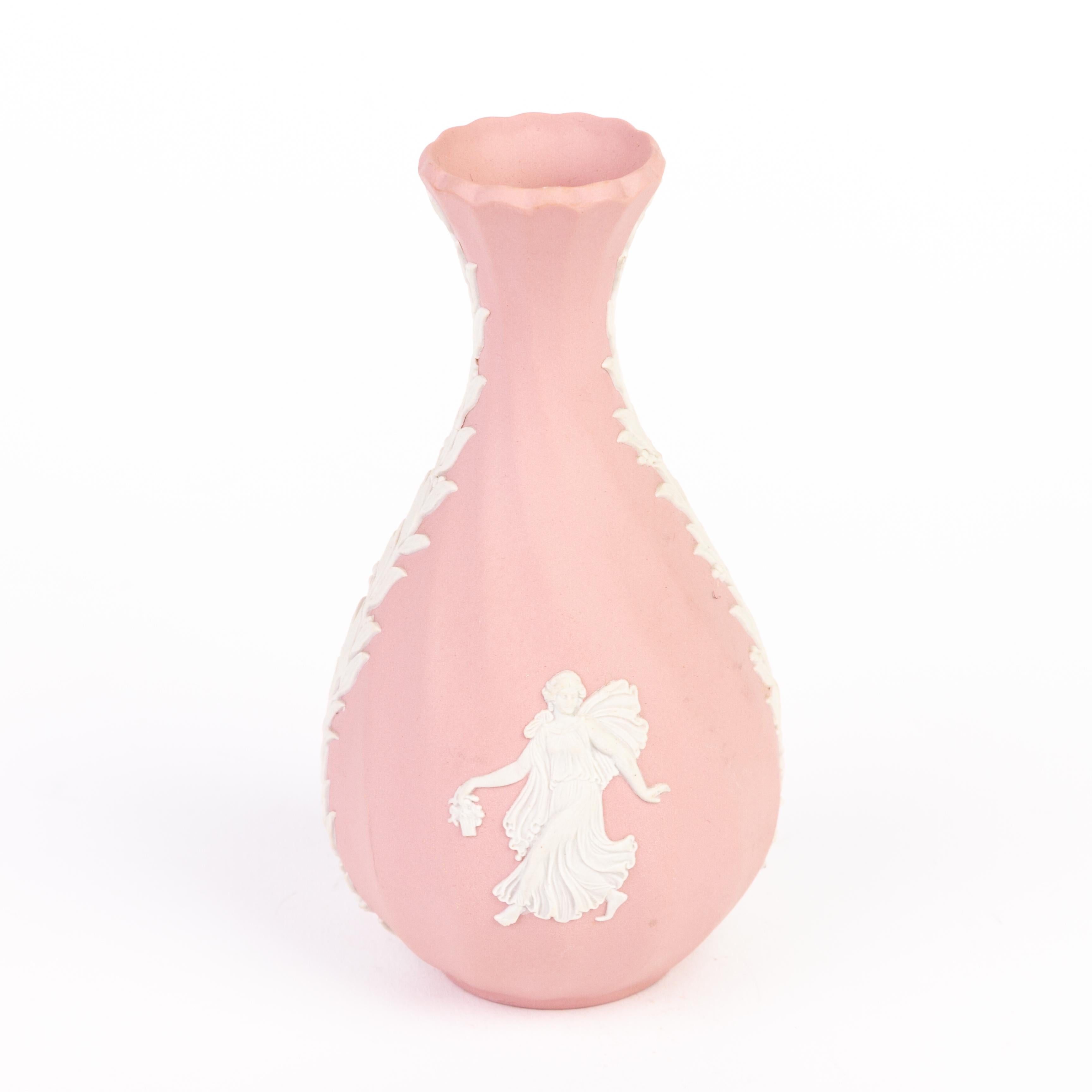 Wedgwood Pink Jasperware Dancing Hours Still Vase In Good Condition For Sale In Nottingham, GB
