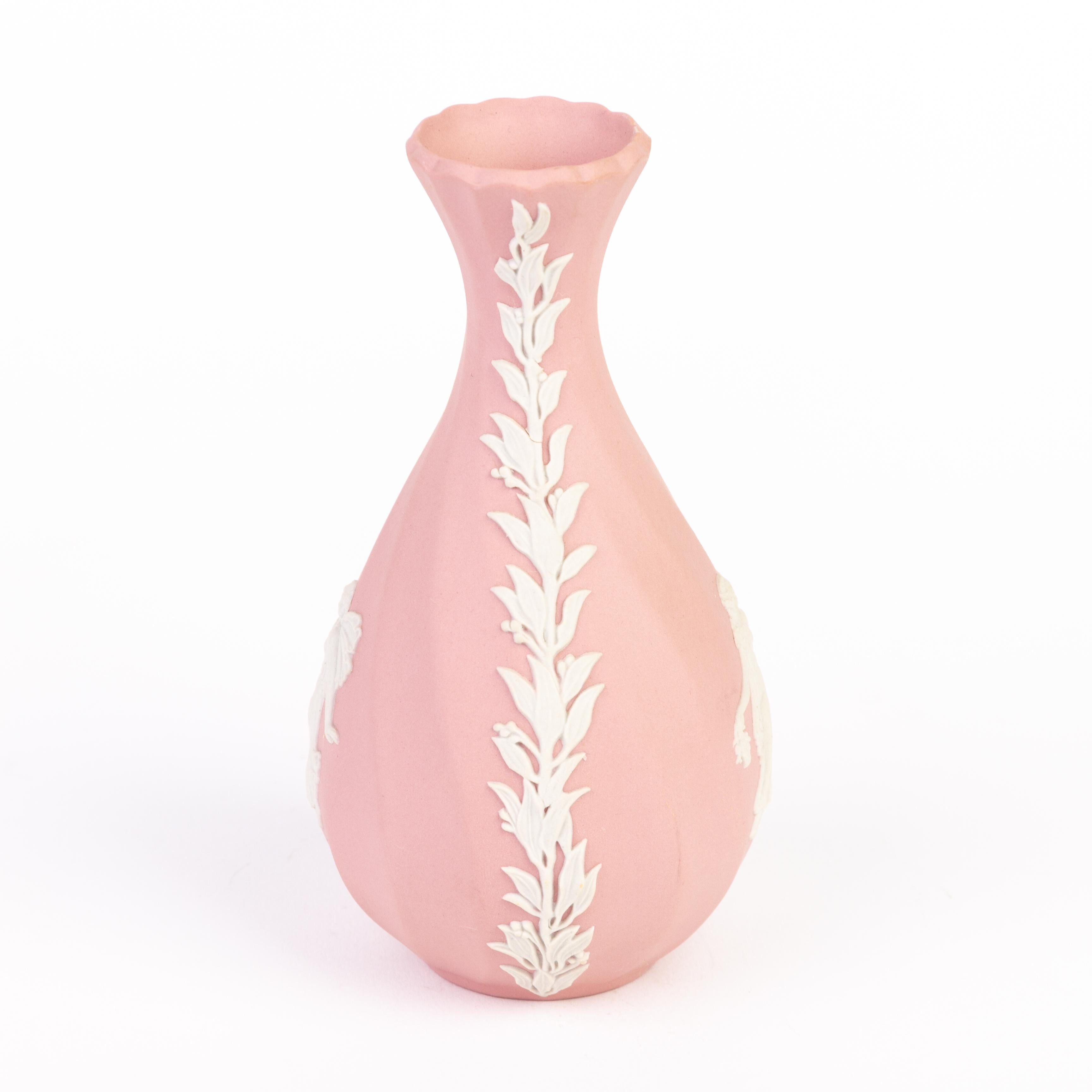 20th Century Wedgwood Pink Jasperware Dancing Hours Still Vase