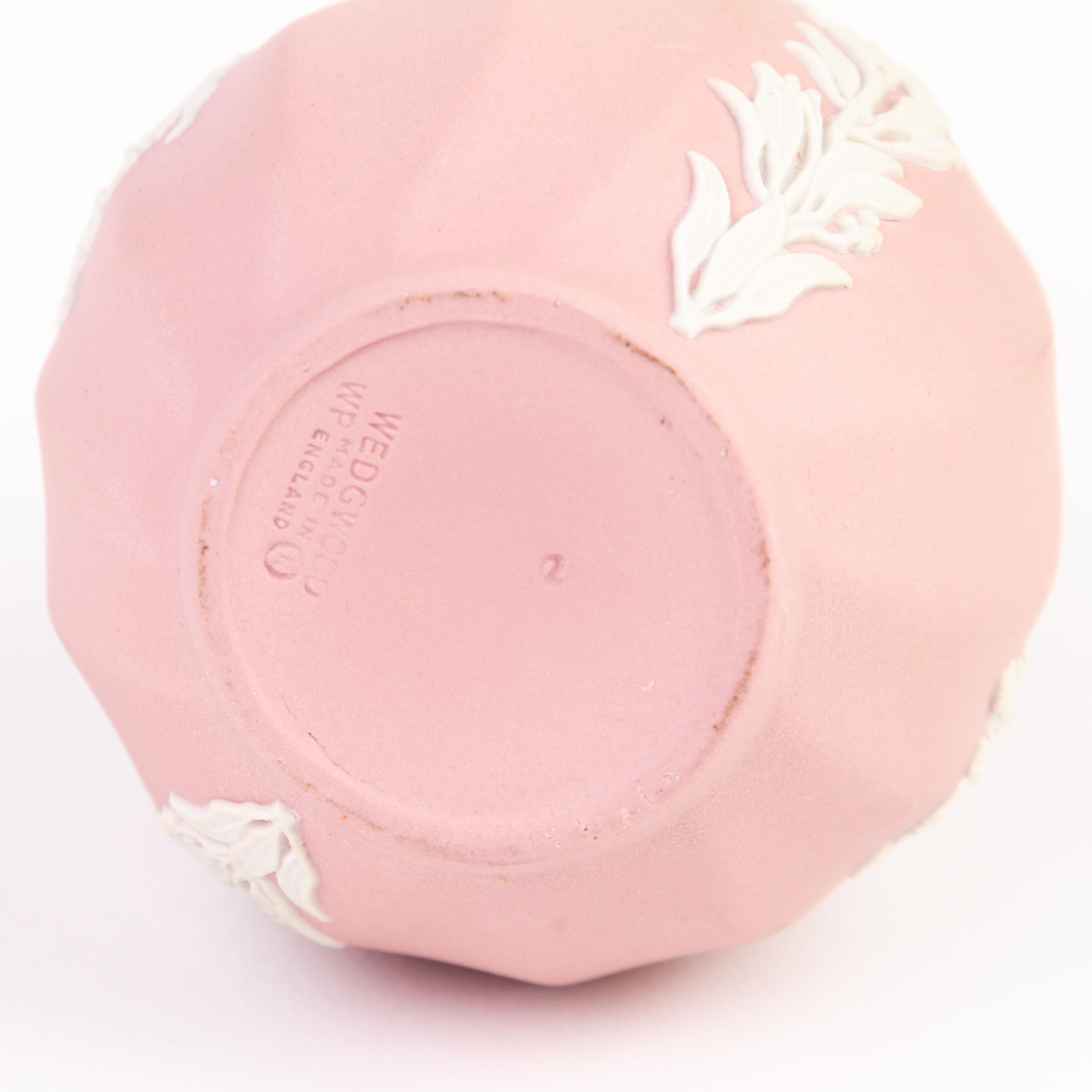 Wedgwood Pink Jasperware Dancing Hours Still Vase In Good Condition In Nottingham, GB