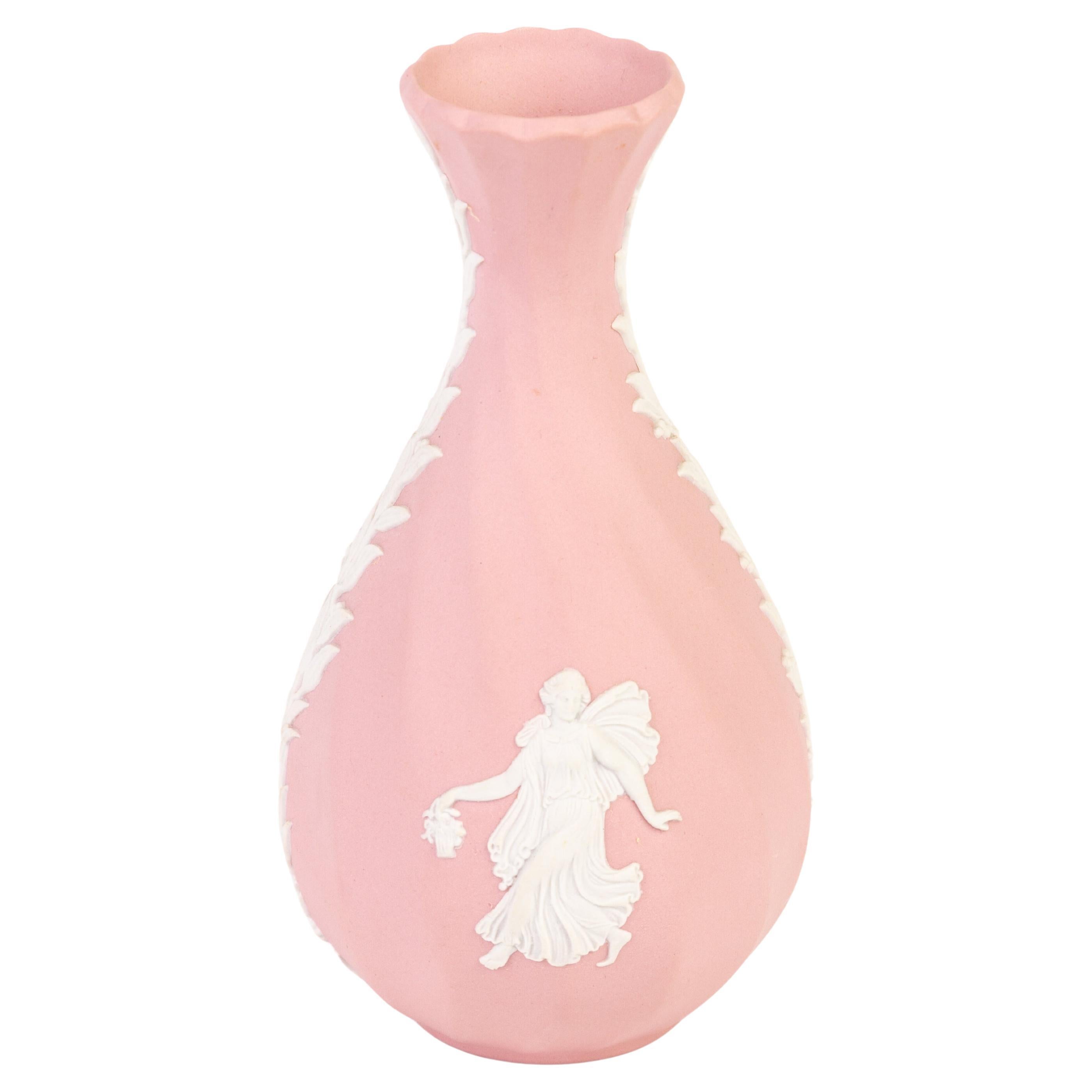 Wedgwood Pink Jasperware Dancing Hours Still Vase For Sale