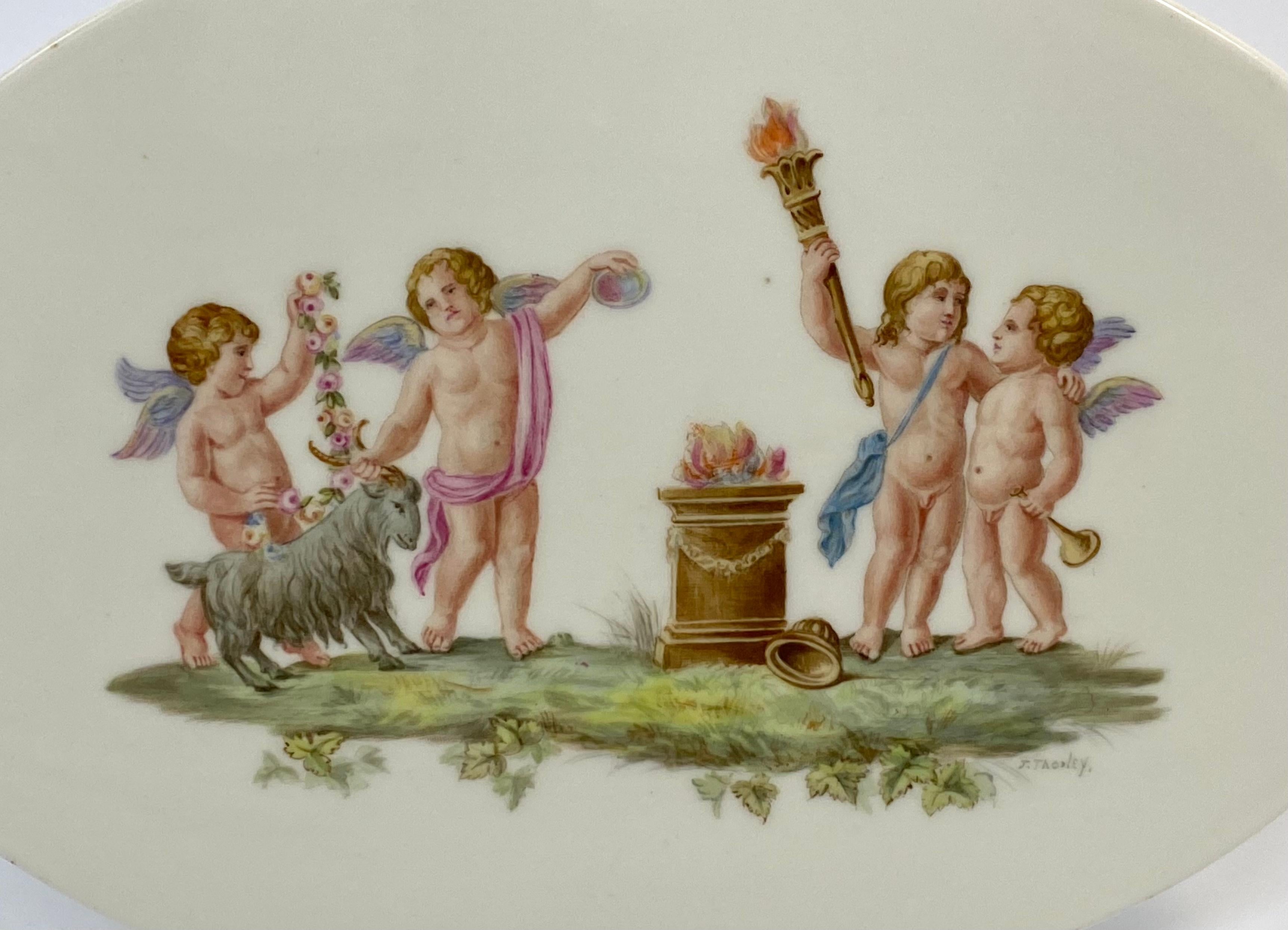 Classical Roman Wedgwood Porcelain Plaque, Putti, Joseph Thorley, C. 1910