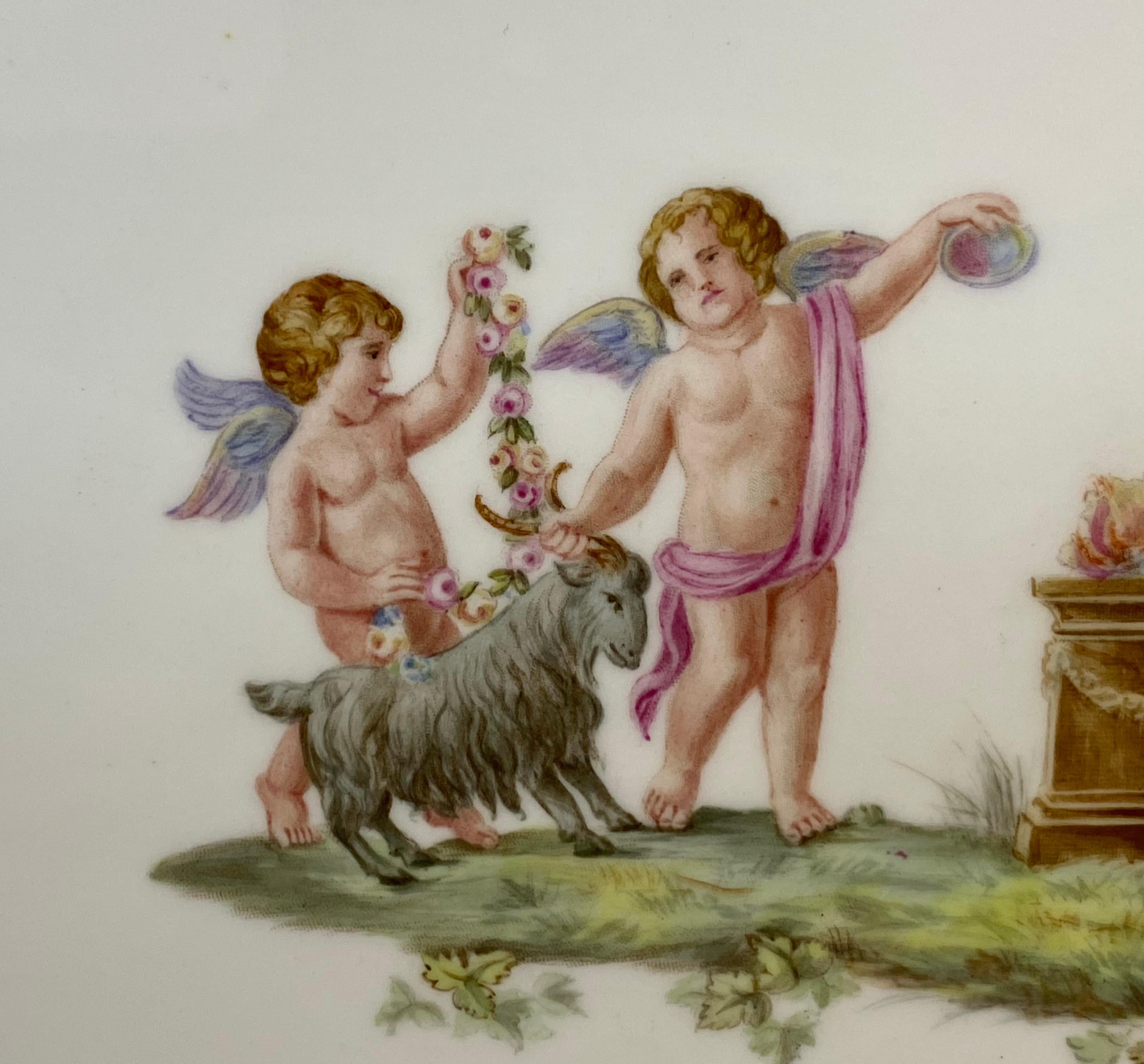 English Wedgwood Porcelain Plaque, Putti, Joseph Thorley, C. 1910