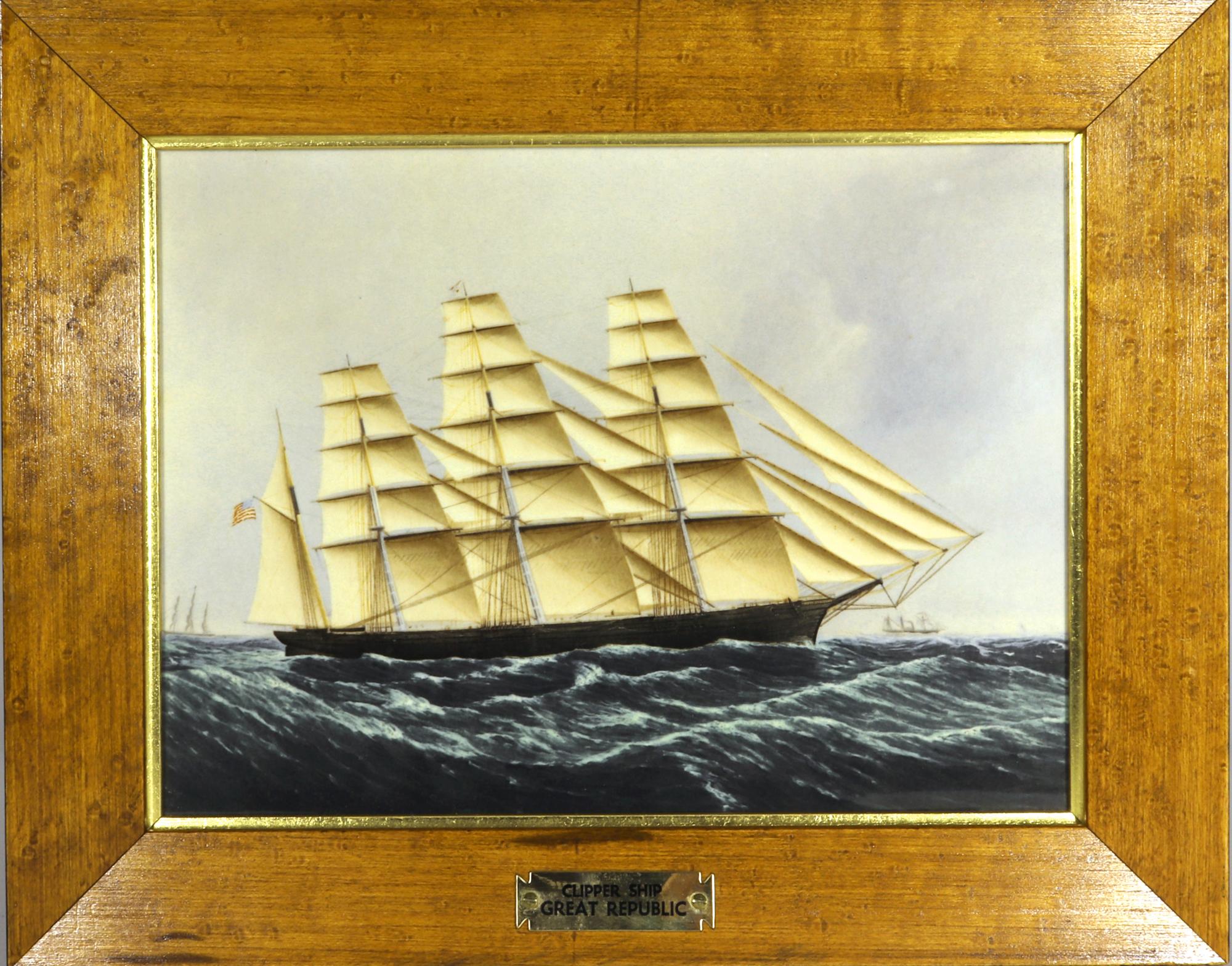 English Wedgwood Porcelain Plaques of Ships, the Clipper Ship, Great Republic & Clipper For Sale