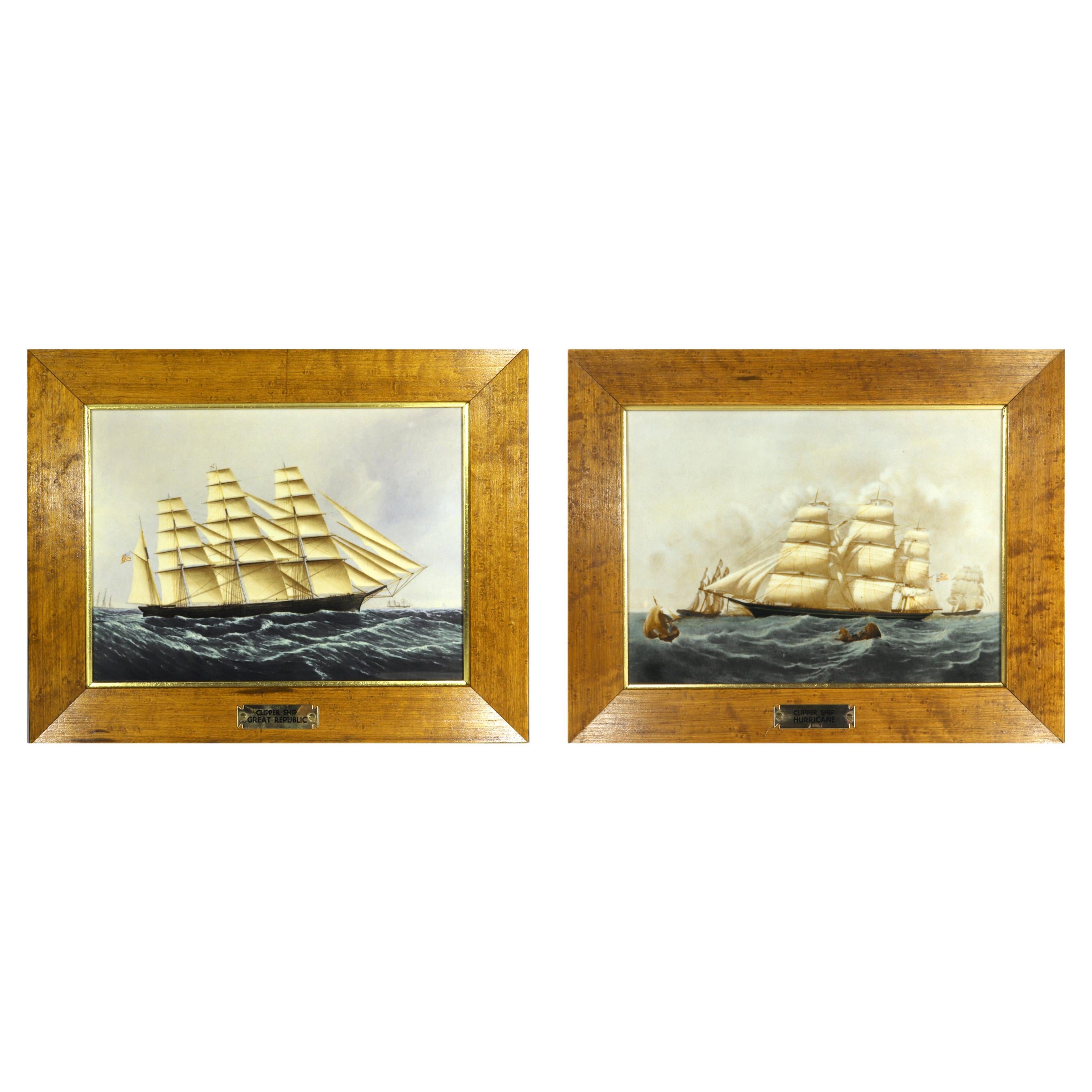 Wedgwood Porcelain Plaques of Ships, the Clipper Ship, Great Republic & Clipper