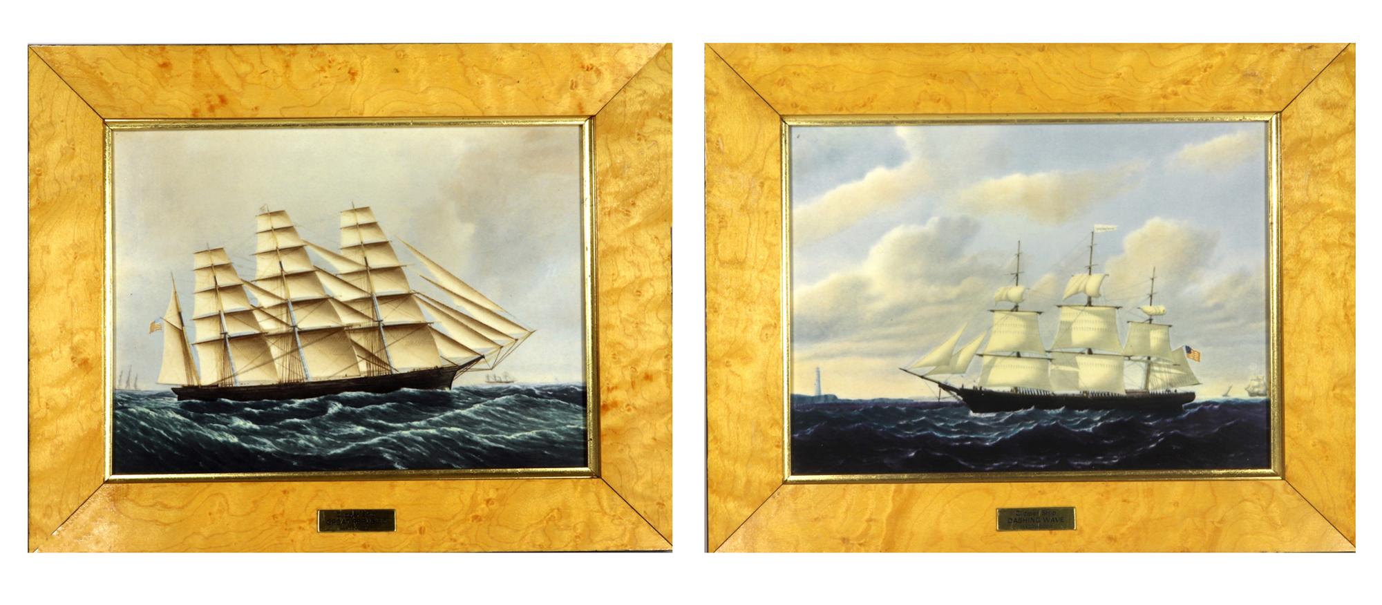 Wedgwood Porcelain Plaques of the Ships the Great Republic and the Dashing Wave For Sale 3