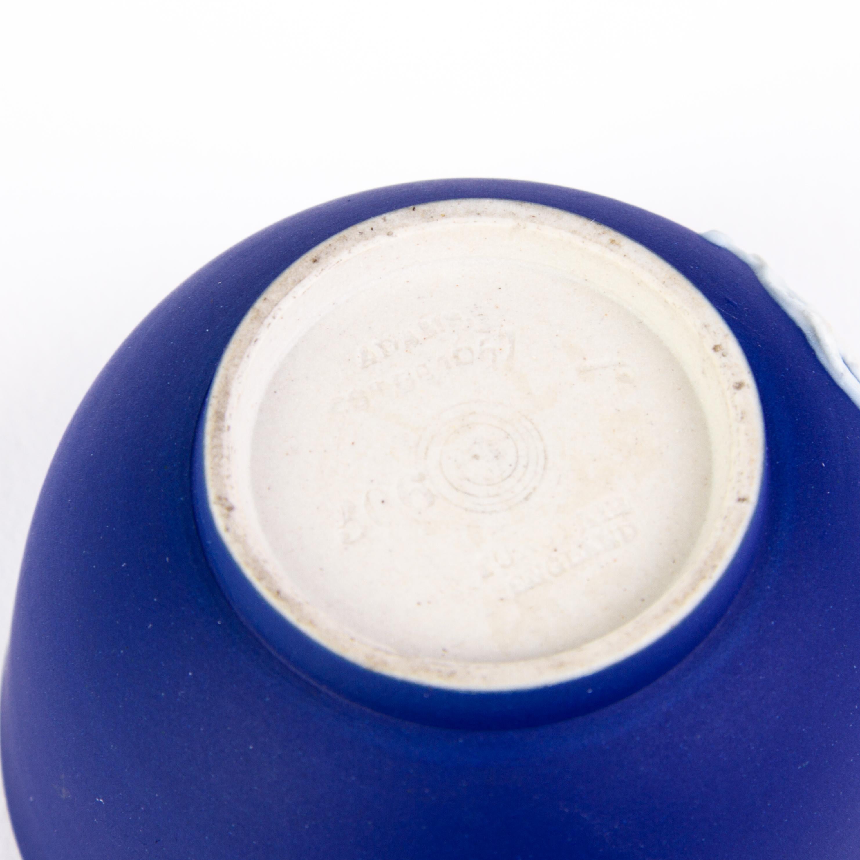 Porcelain Wedgwood Portland Blue Jasperware Cameo Neoclassical Crested Bowl