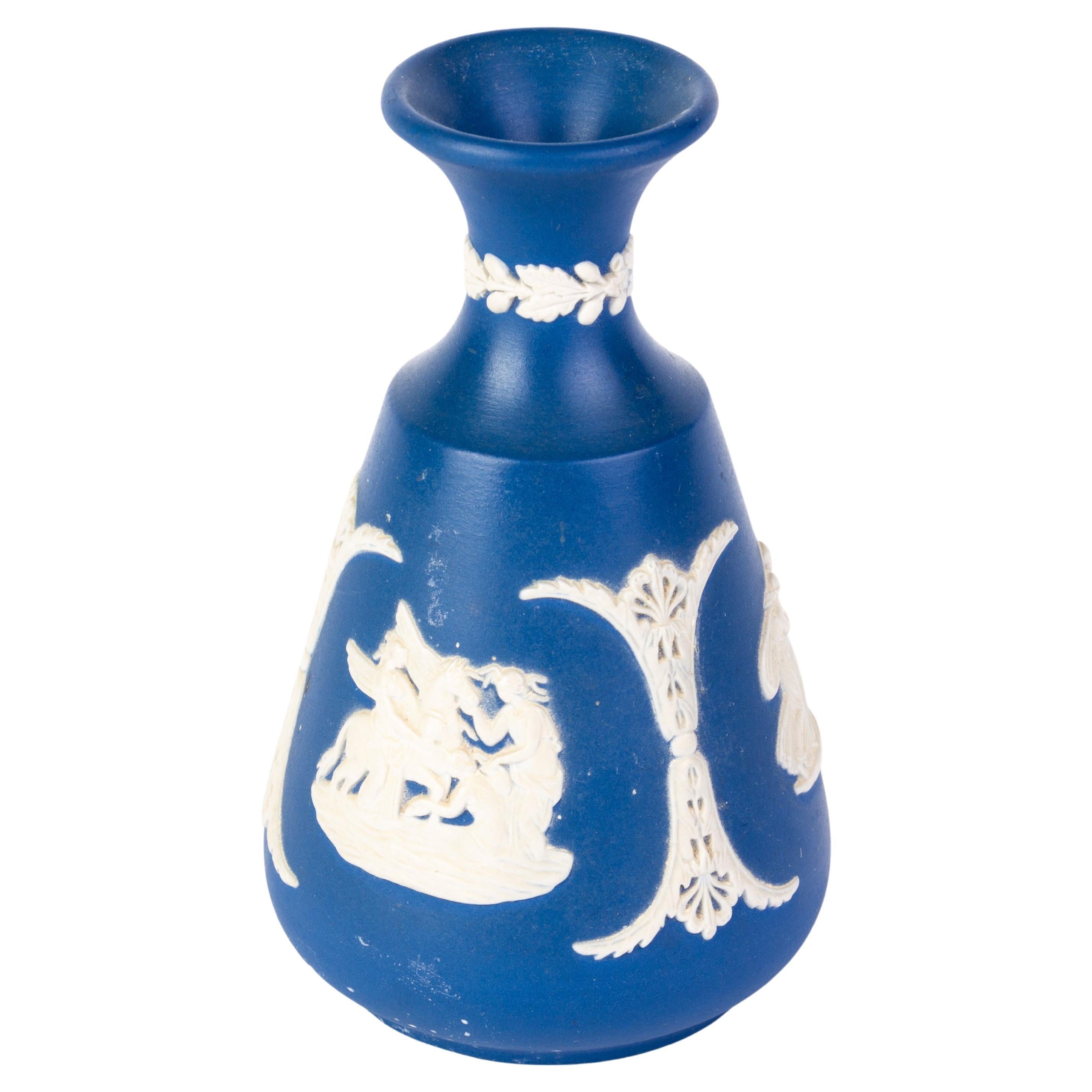 Wedgwood Portland Blue Jasperware Cameo Neoclassical Spill Vase