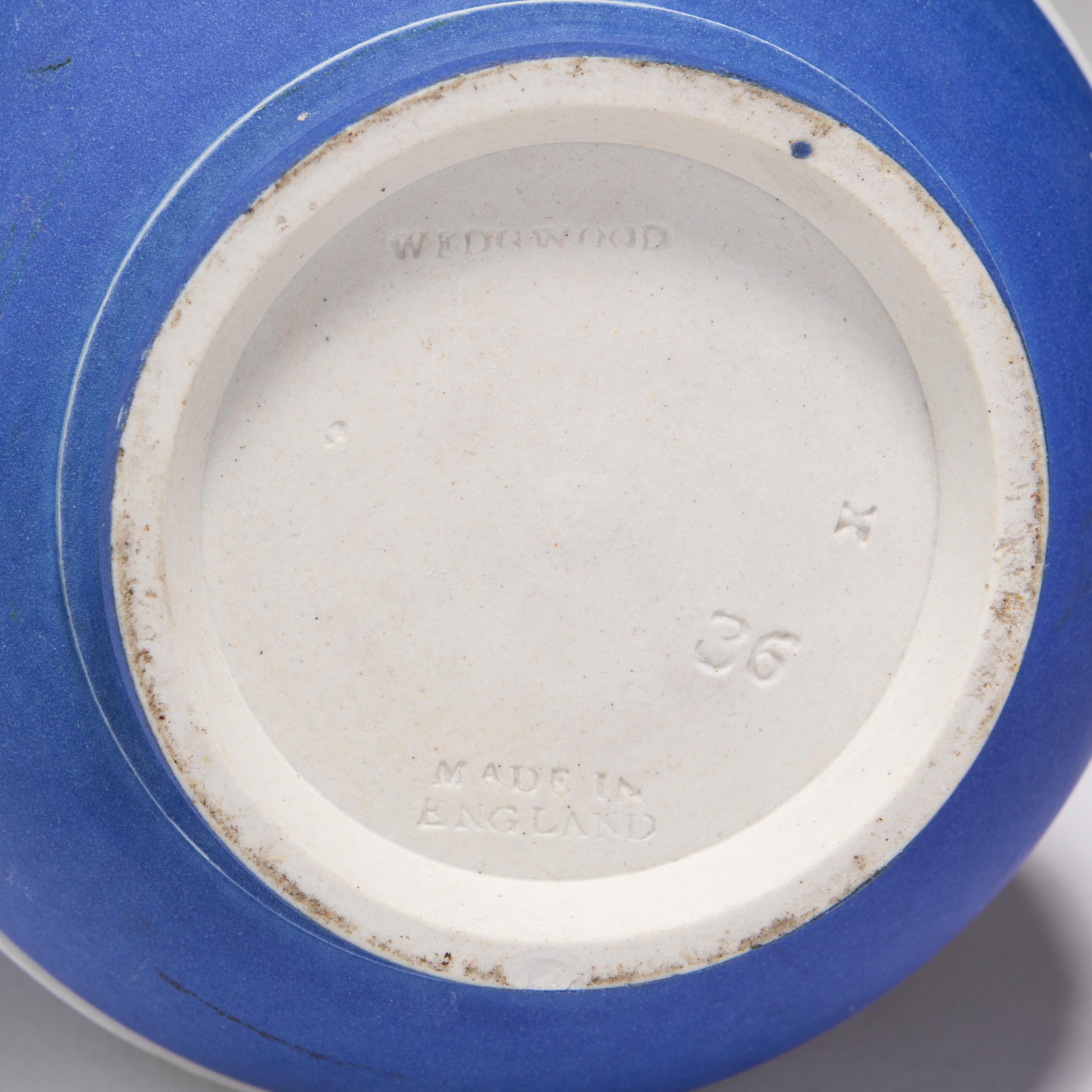 20th Century Wedgwood Portland Blue Jasperware Neoclassical Cameo Pitcher Jug For Sale