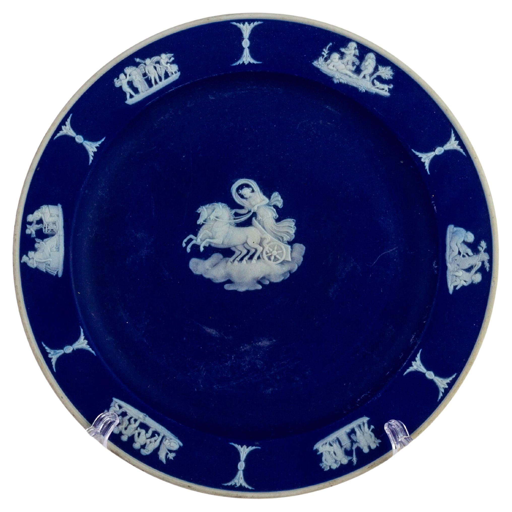 Wedgwood Portland Blue Jasperware Neoclassical Cameo Plate For Sale