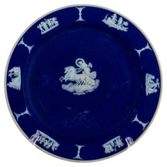 Antique Wedgwood Portland Blue Jasperware Neoclassical Cameo Plate
