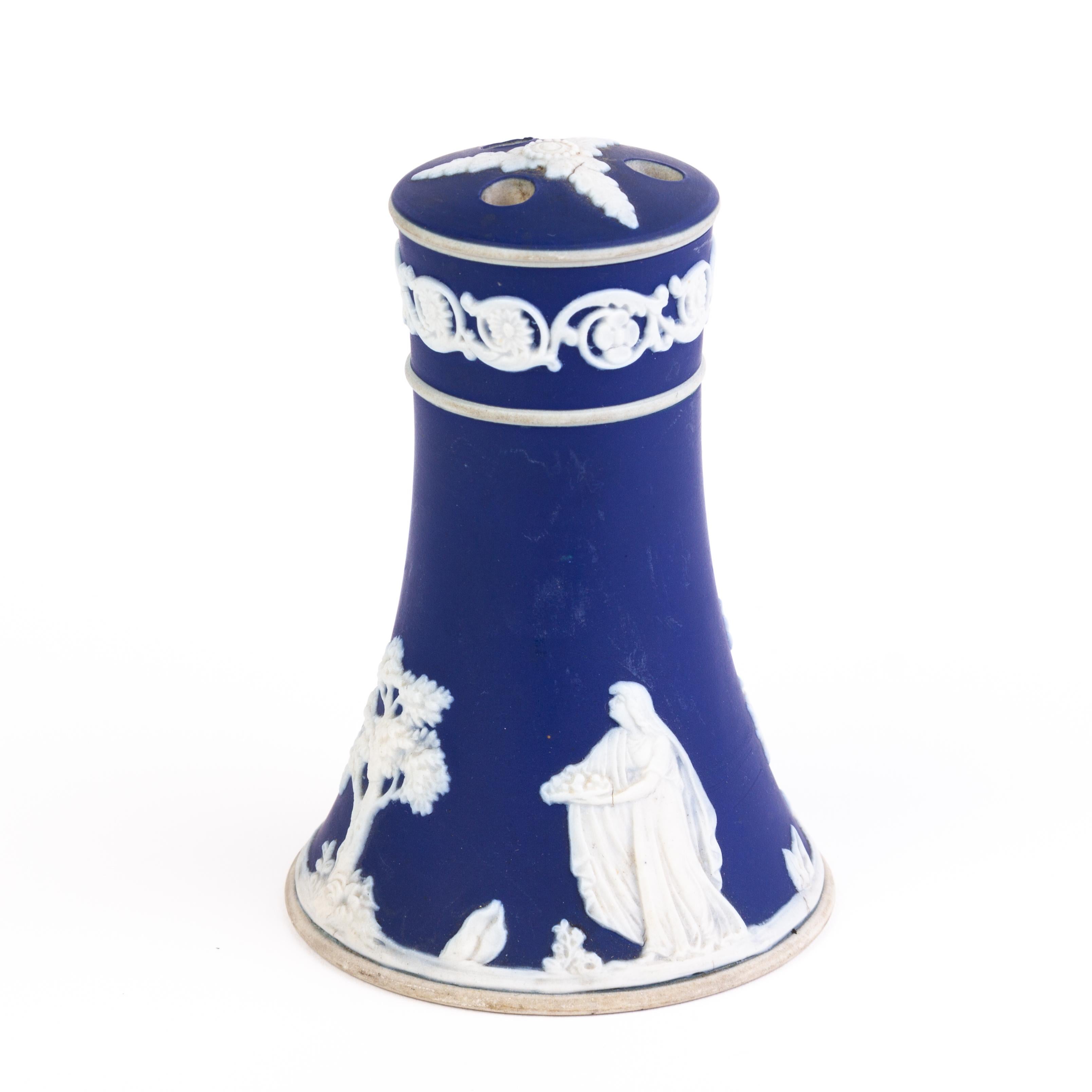 Wedgwood Portland Blue Jasperware Neoclassical Cameo Shaker In Good Condition For Sale In Nottingham, GB