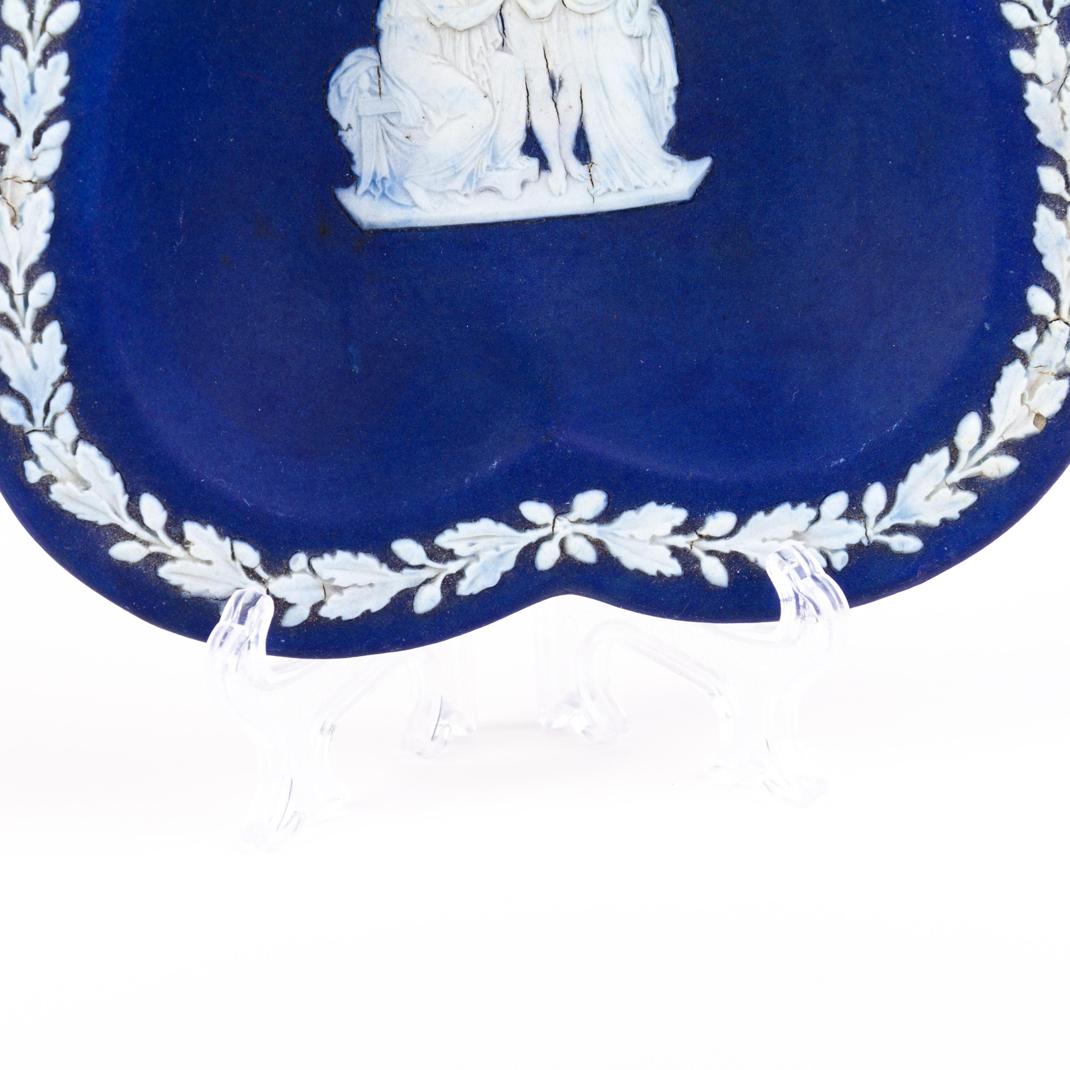 19th Century Wedgwood Portland Blue Jasperware Neoclassical Dish  For Sale