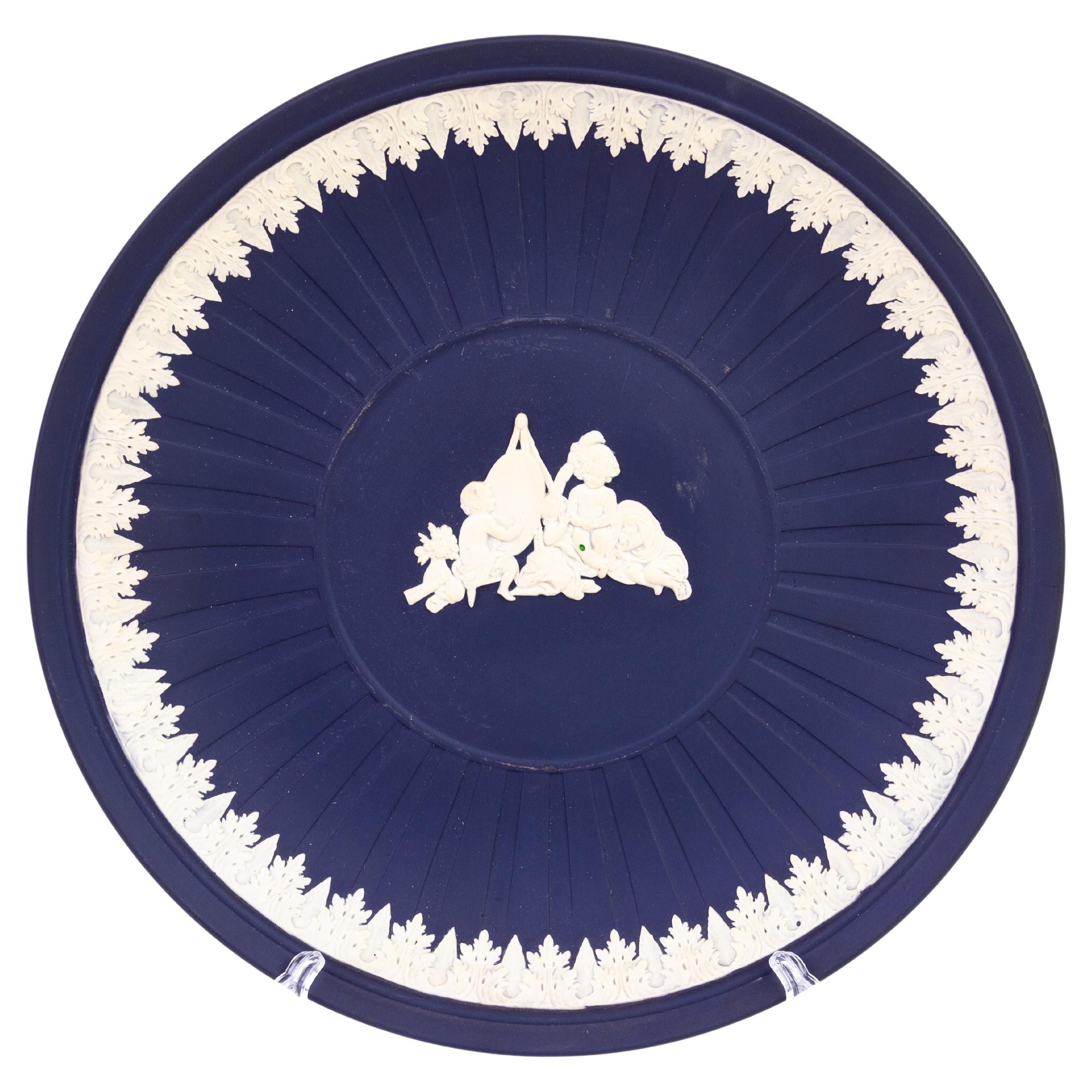 Wedgwood Portland Blue Jasperware Neoclassical Dish  For Sale