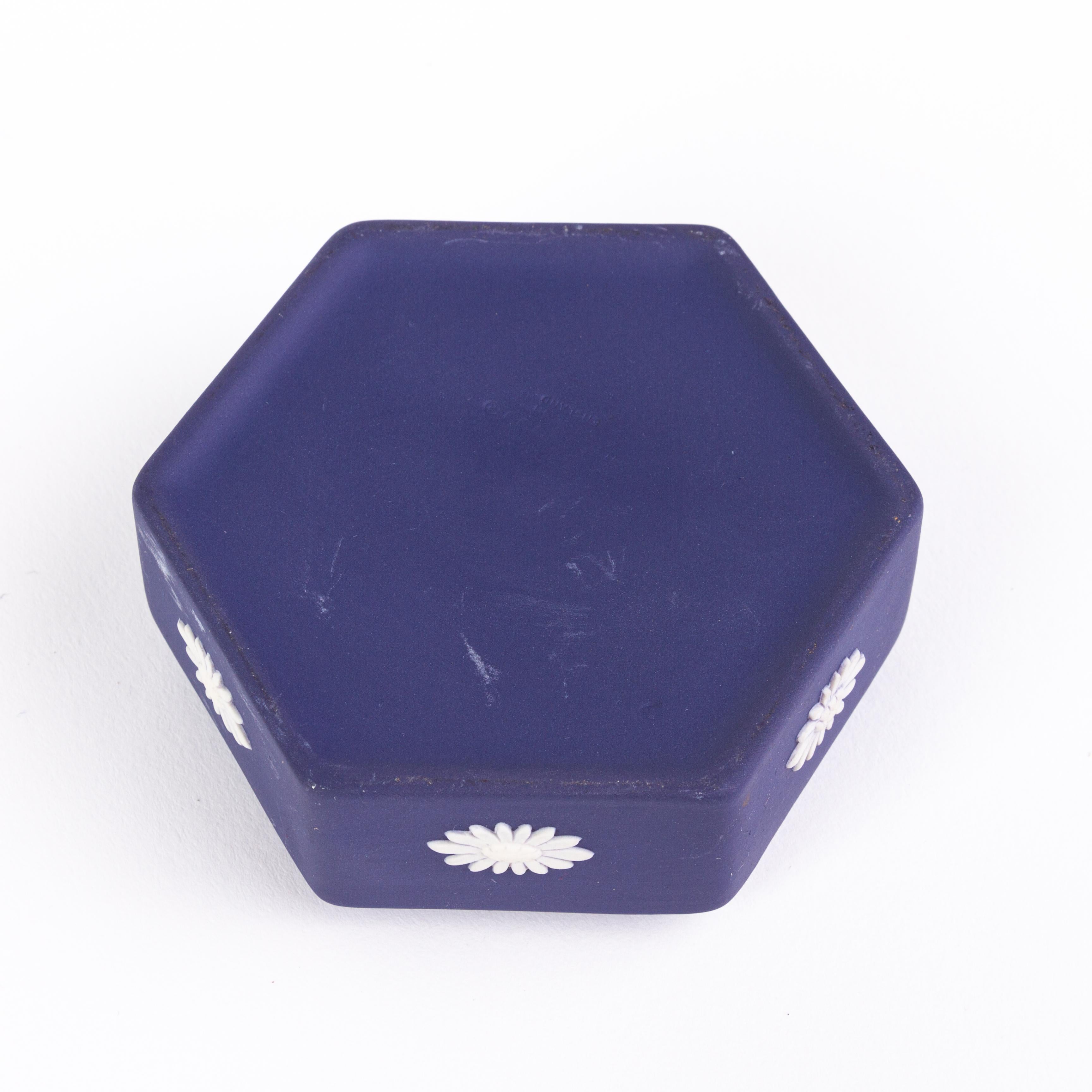 20th Century Wedgwood Portland Blue Jasperware Neoclassical Lidded Trinket Box  For Sale