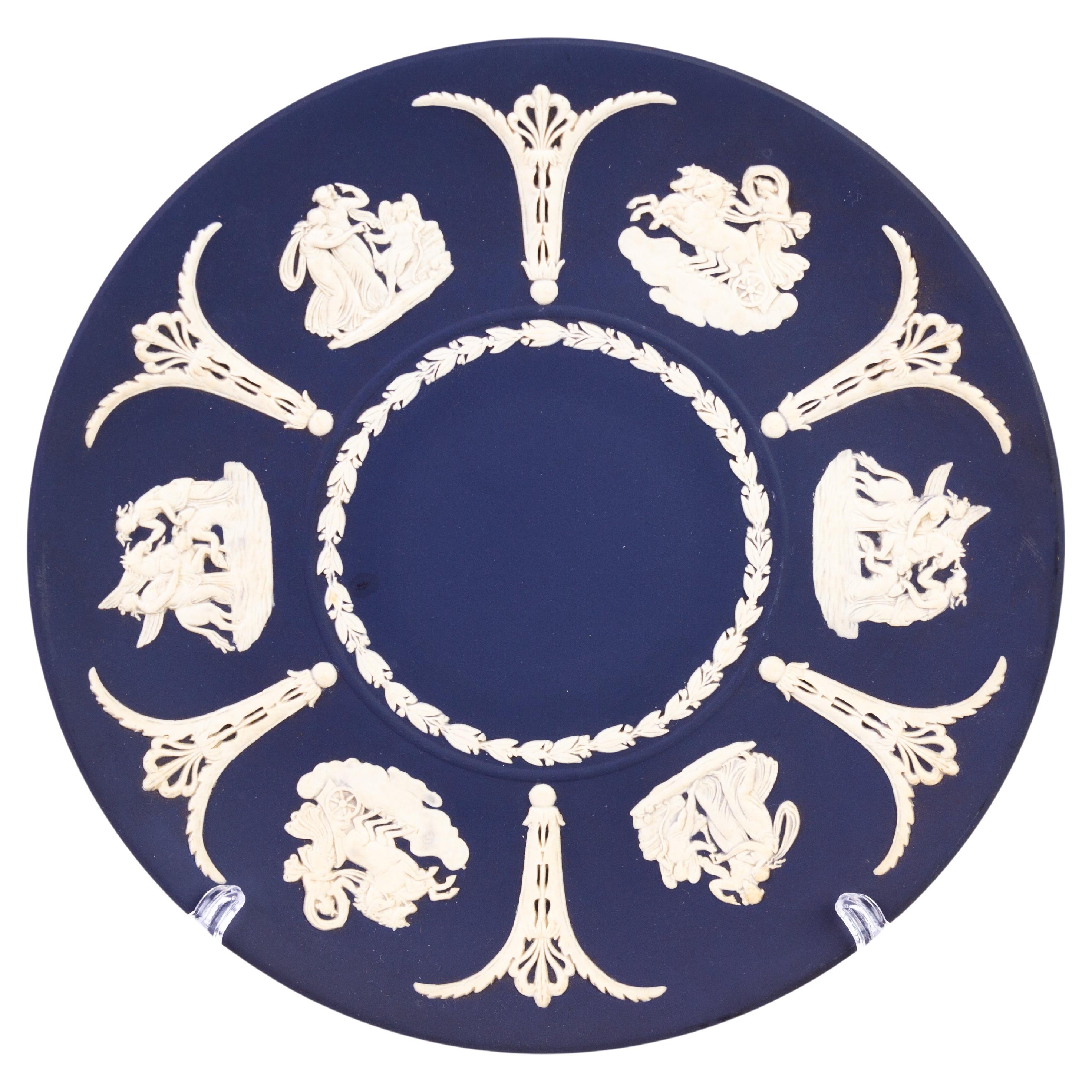 Assiette néoclassique Wedgwood Portland en jaspe bleu