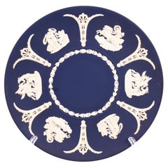 Assiette néoclassique Wedgwood Portland en jaspe bleu