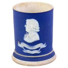 Wedgwood Portland Blue Jasperware Neoclassical Portrait Vase