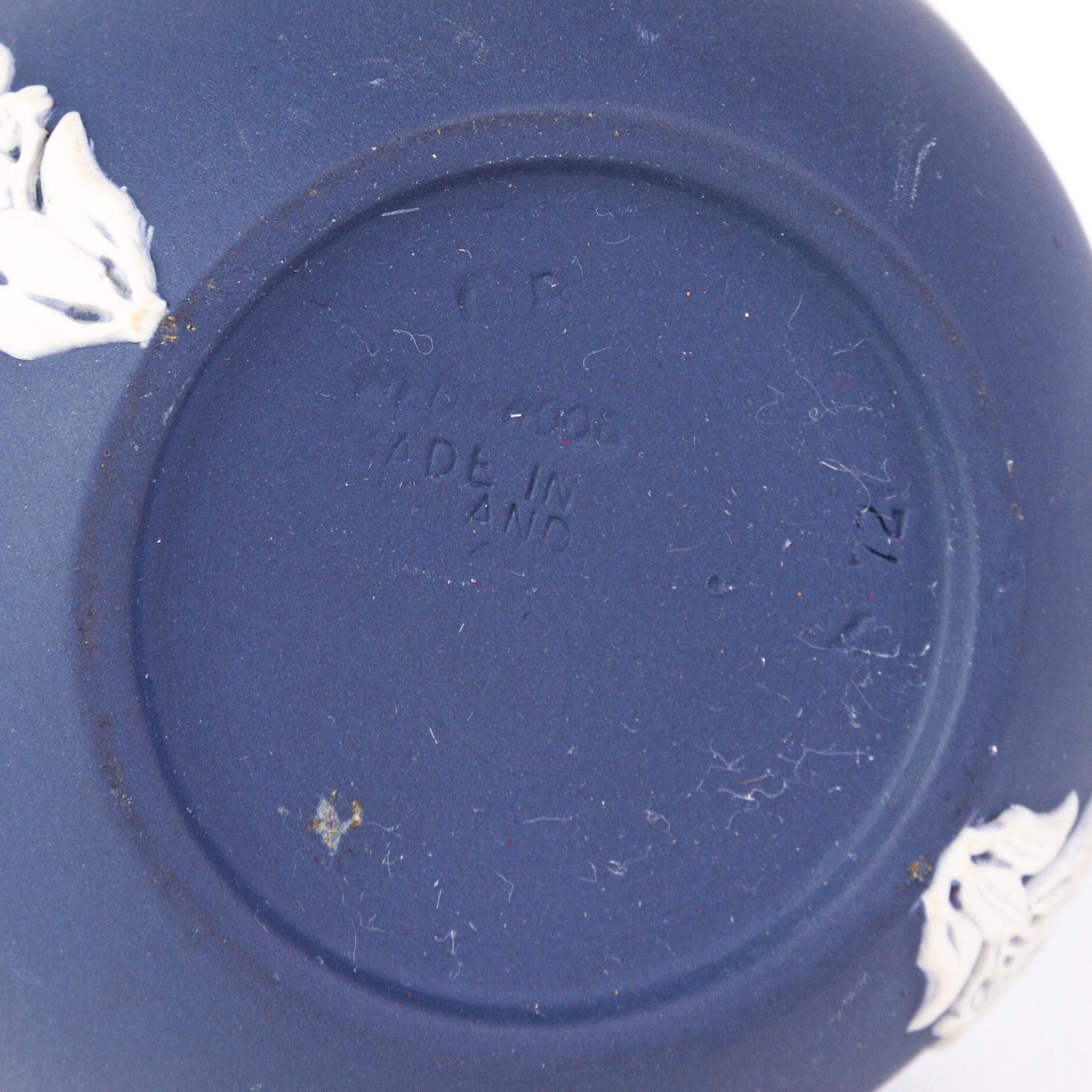 Wedgwood Portland Blue Jasperware Neoclassical Putto Cameo Spill Vase 1