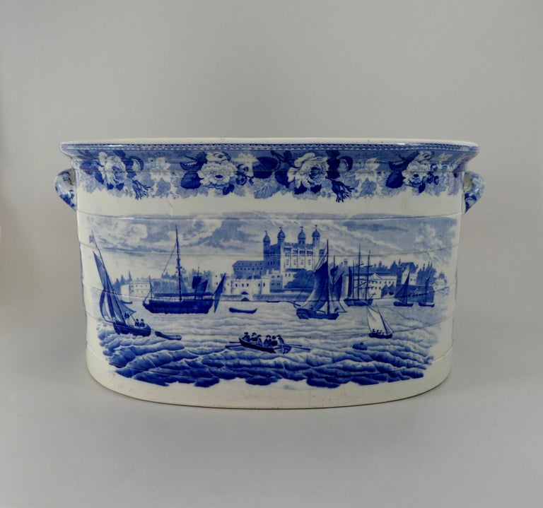 Wedgwood Pottery Foot Bath. ‘Tower of London from the Thames’, circa