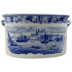 Wedgwood Pottery Foot Bath. ‘Tower of London from the Thames’, circa 1820