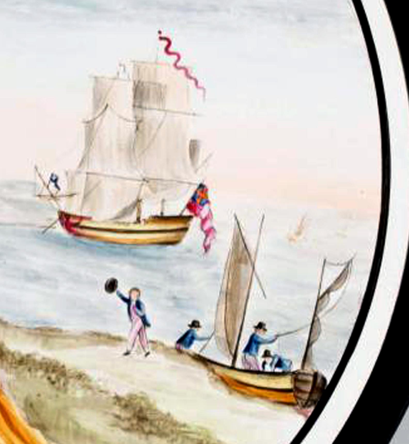 Georgian Wedgwood Pottery Large Painted Plaque, the Sailor's Farewell, circa 1820