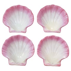 Wedgwood Pottery Pink Scallop Shell Dishes, Set of Four