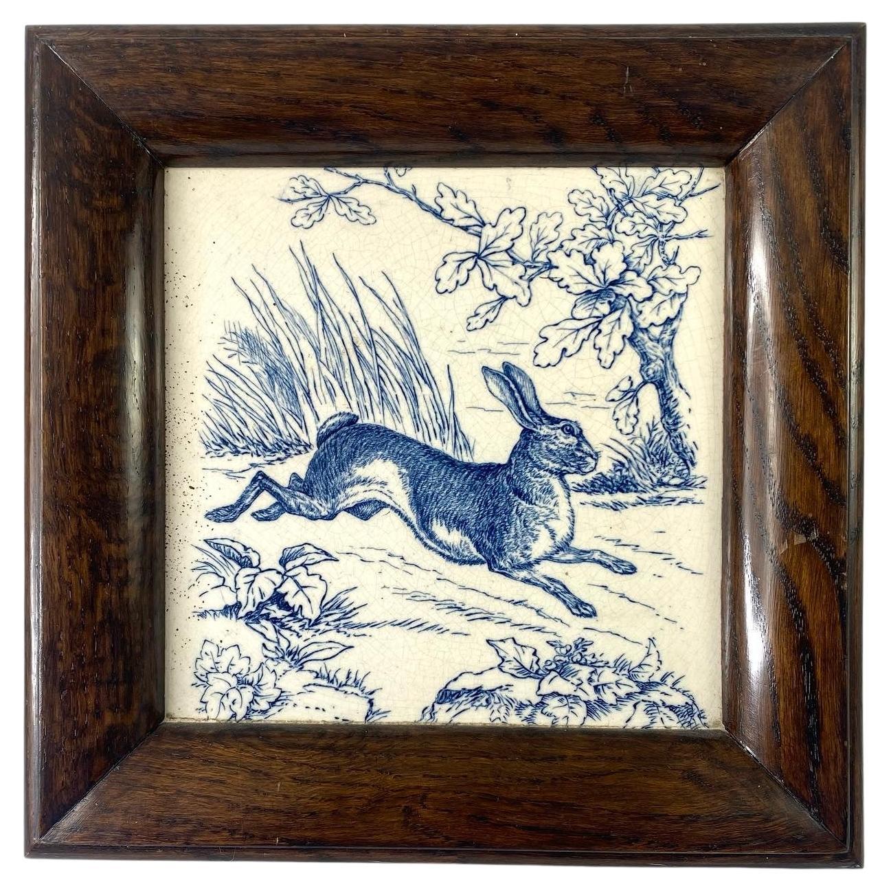 Wedgwood Pottery Tile. ‘Hare’, Framed, C. 1875