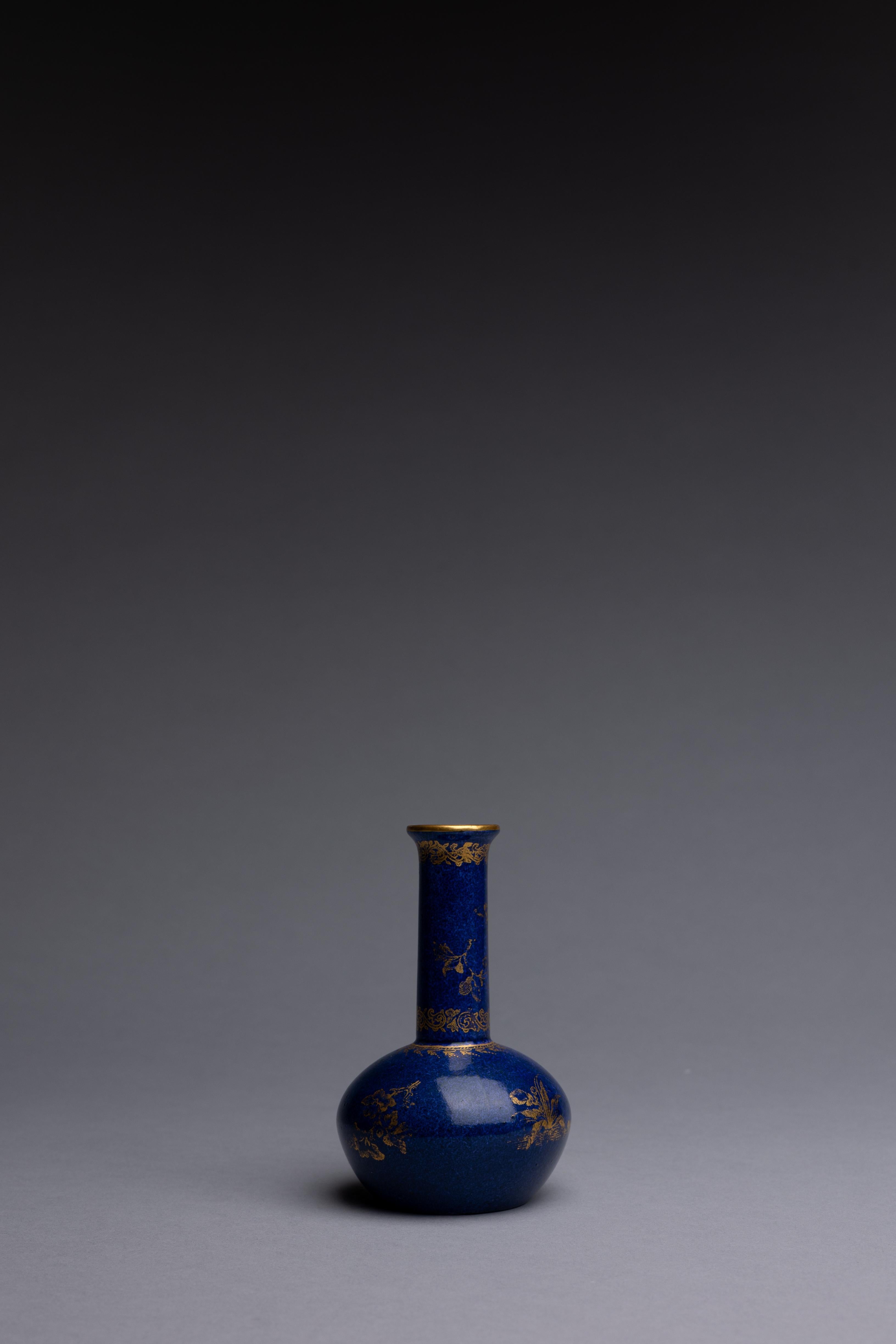 Gilt Wedgwood Powder Blue Chinoiserie Miniature Vase