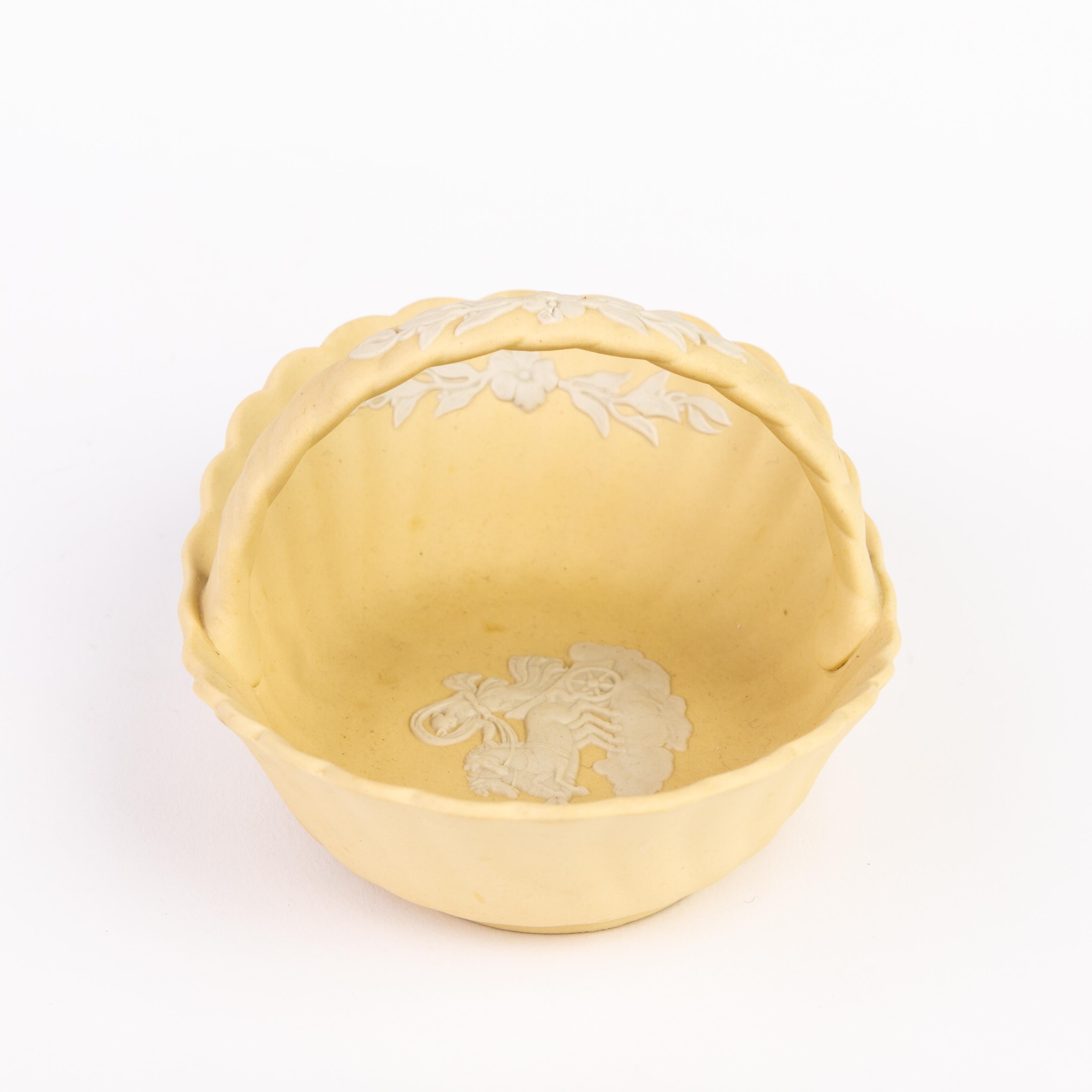 From a private collection.
Free international shipping.
Wedgwood Primrose Yellow Jasperware Basket 
