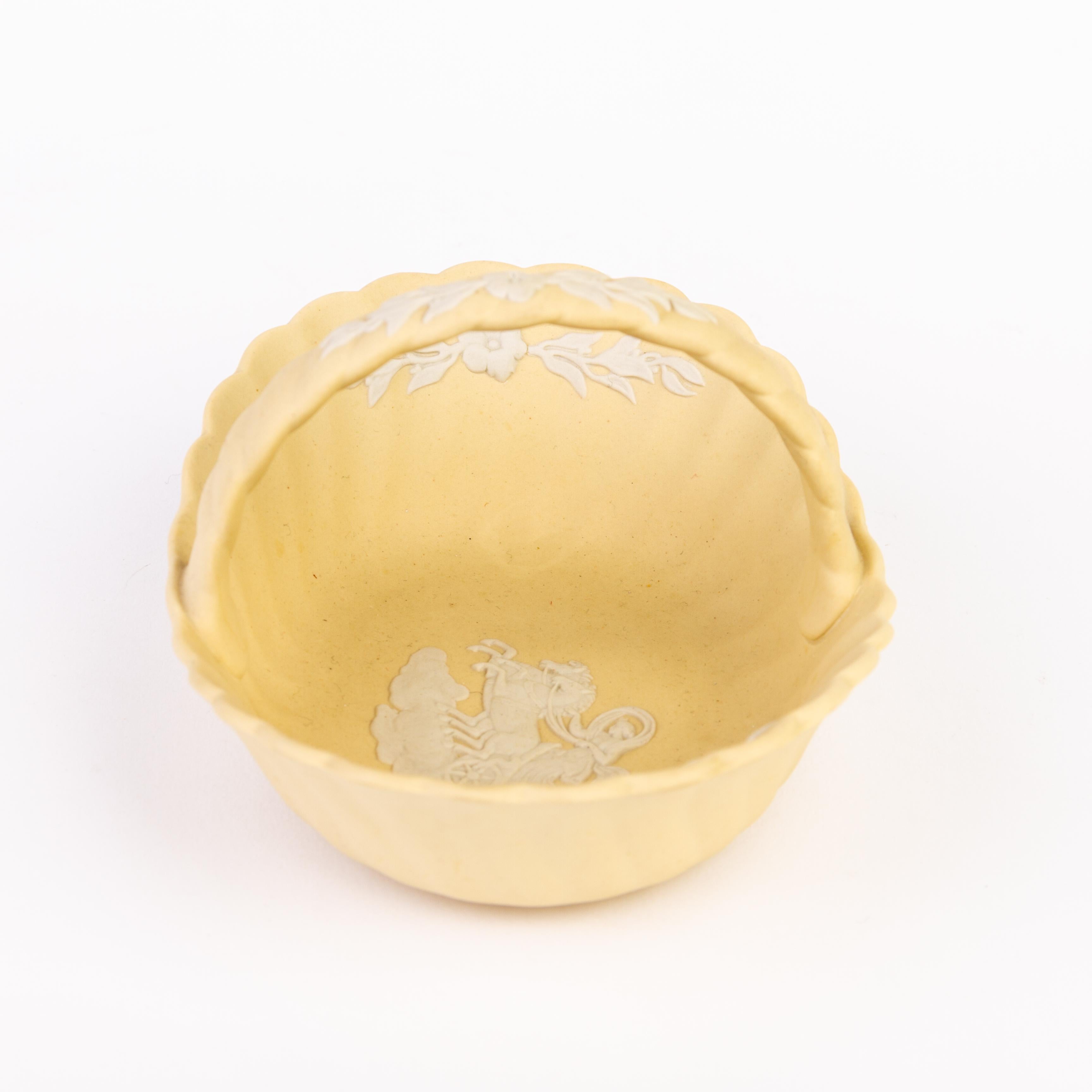 20th Century Wedgwood Primrose Yellow Jasperware Basket  For Sale