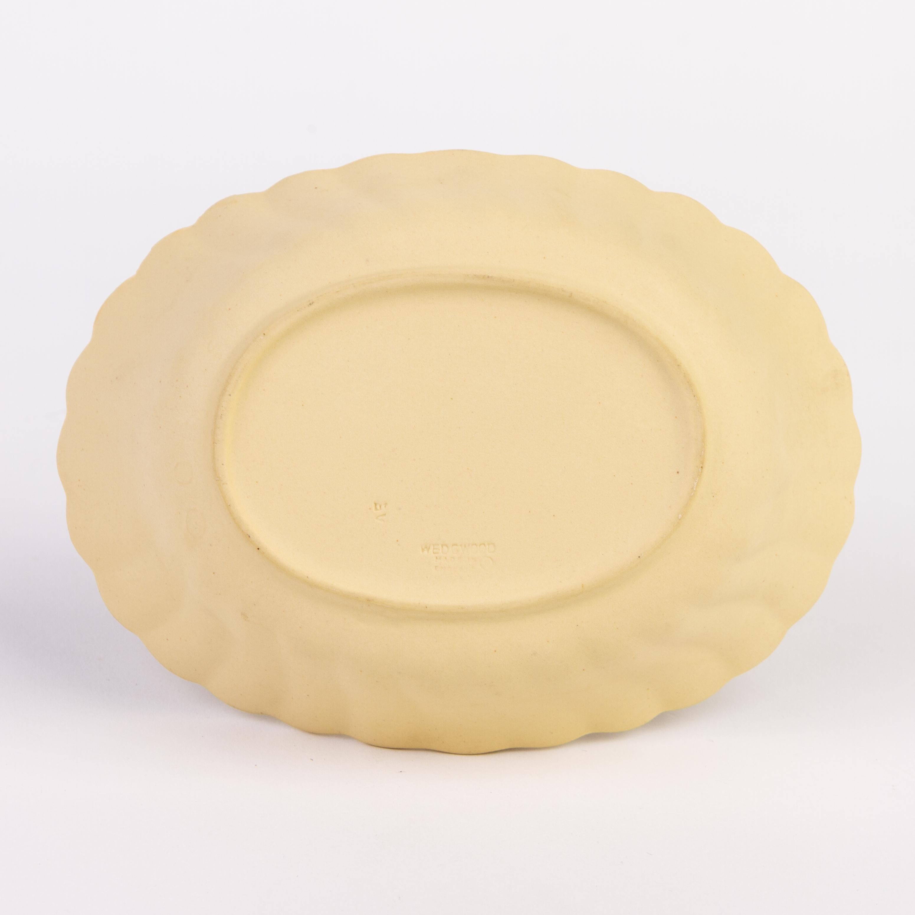 Porcelain Wedgwood Primrose Yellow Jasperware Basket  For Sale