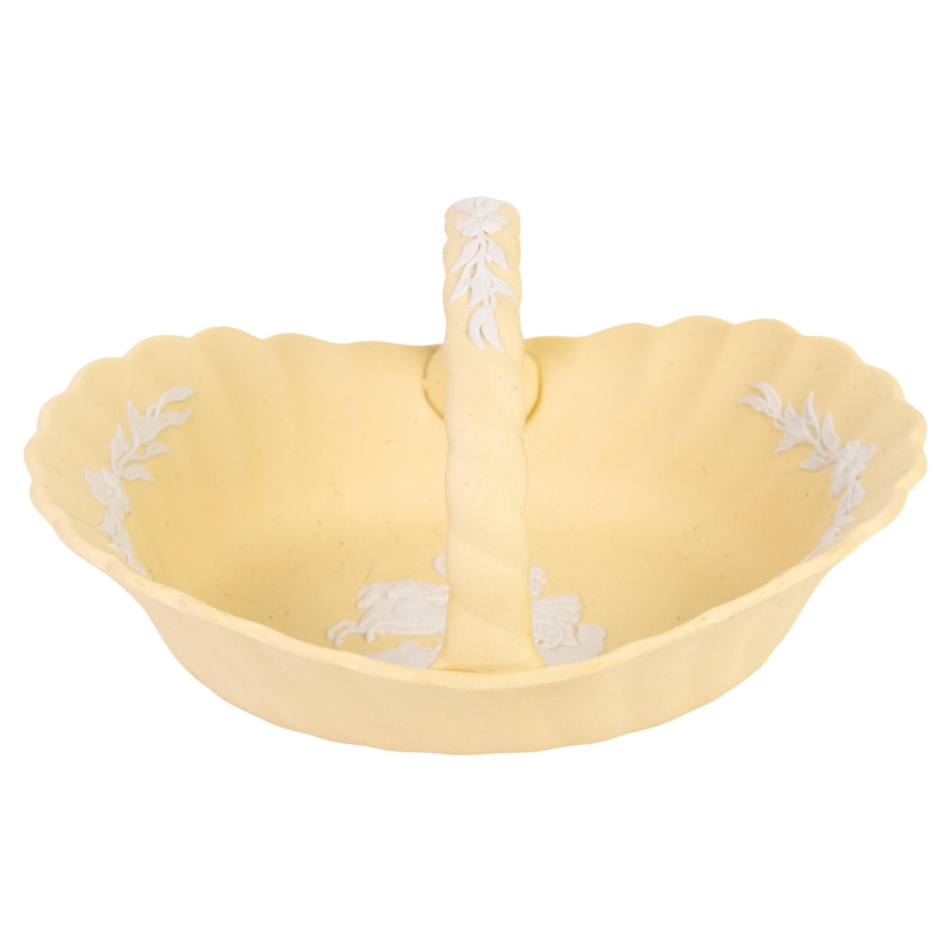 Wedgwood Primrose Yellow Jasperware Basket  For Sale