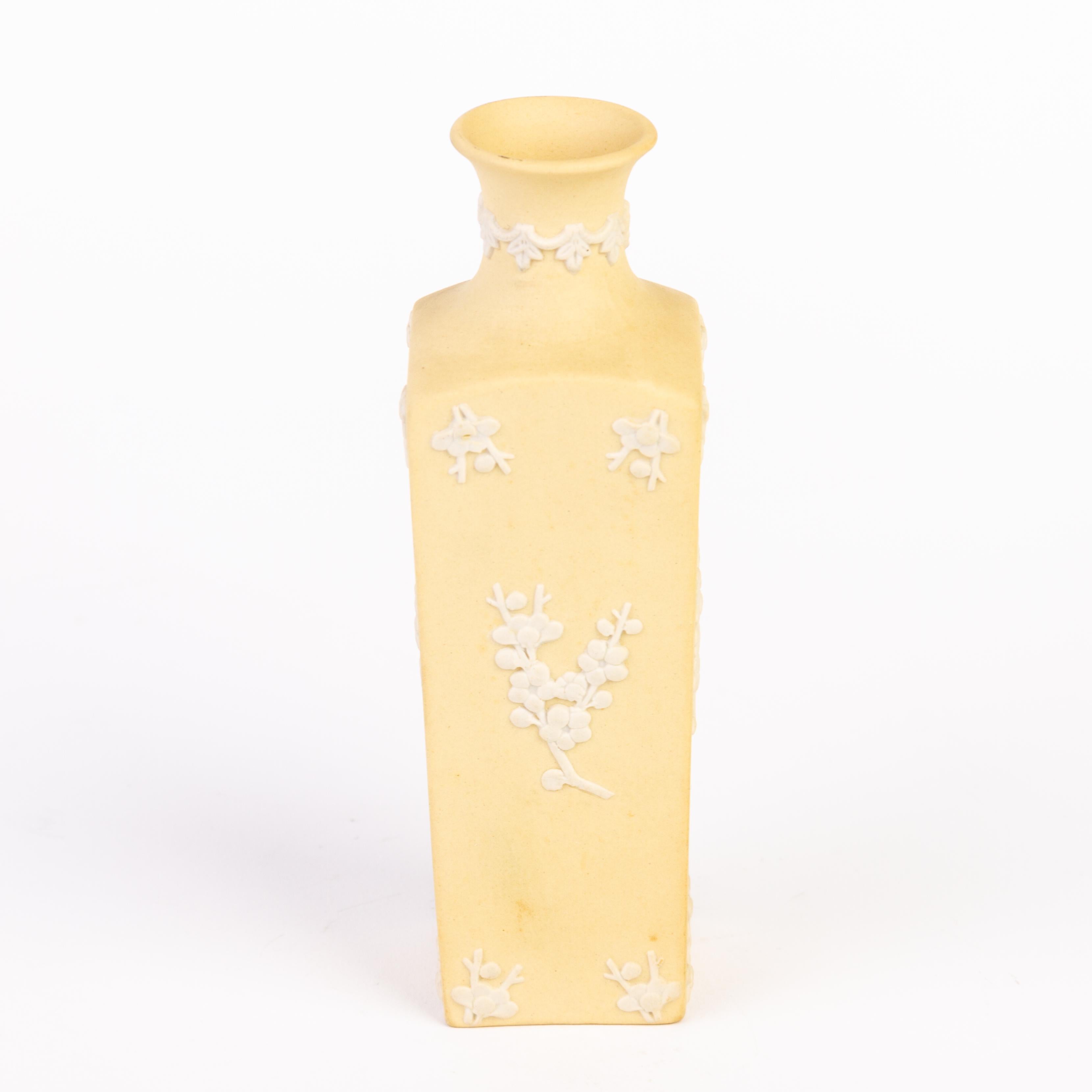 From a private collection.
Free international shipping.
Wedgwood Primrose Yellow Jasperware Prunus Vase 