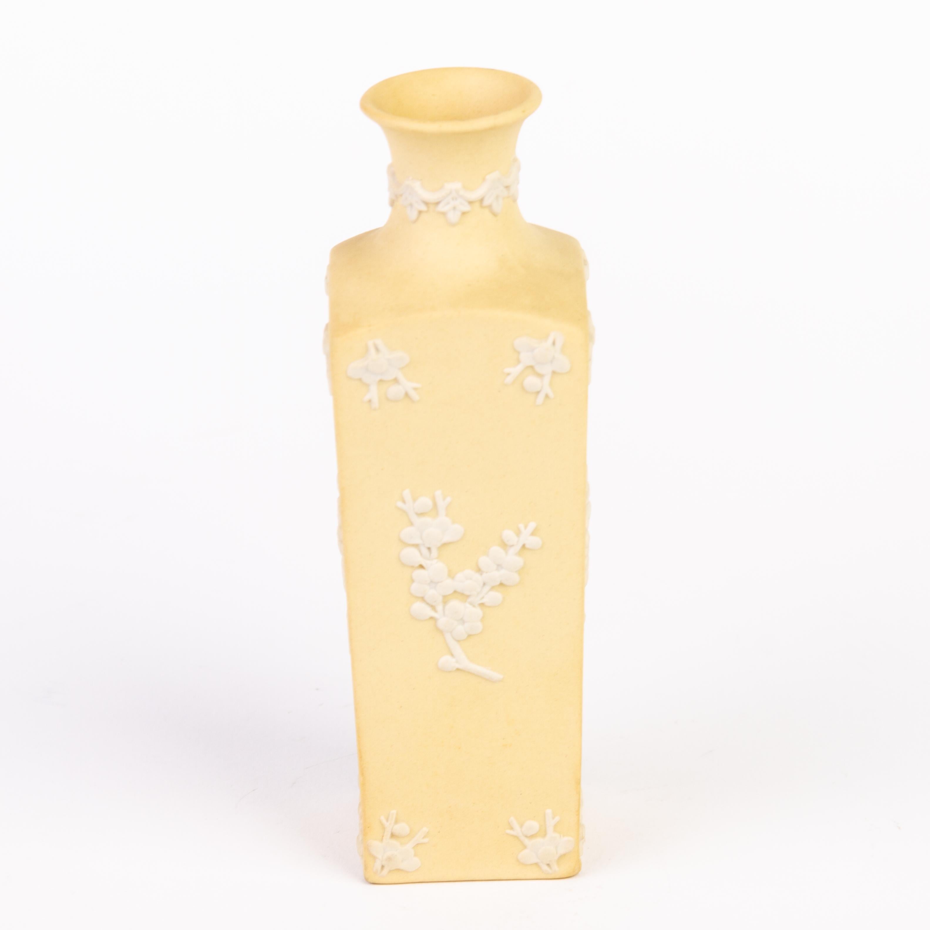 Wedgwood Primrose Yellow Jasperware Prunus Vase  In Good Condition For Sale In Nottingham, GB
