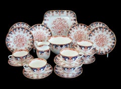 Wedgwood, Rare Antique Transferware & Flow Blue Luncheon Set, U.K., C.1900
