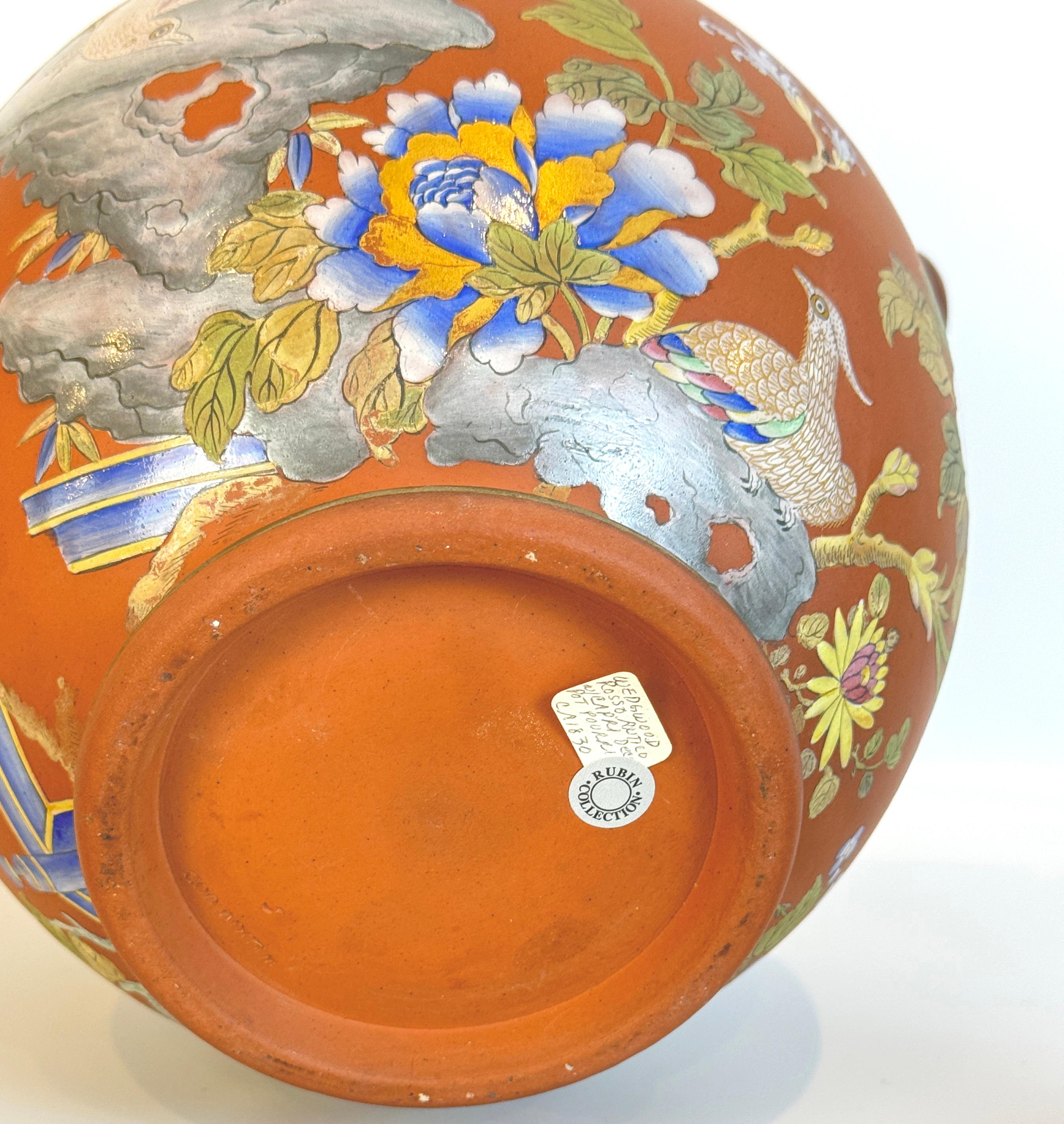 Wedgwood Rosso Antico Capriware Tarro para Popurrí con Decoración Chinoiserie en venta 4