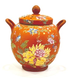 Wedgwood Rosso Antico Capriware Potpourri Jar with Chinoiserie Decoration