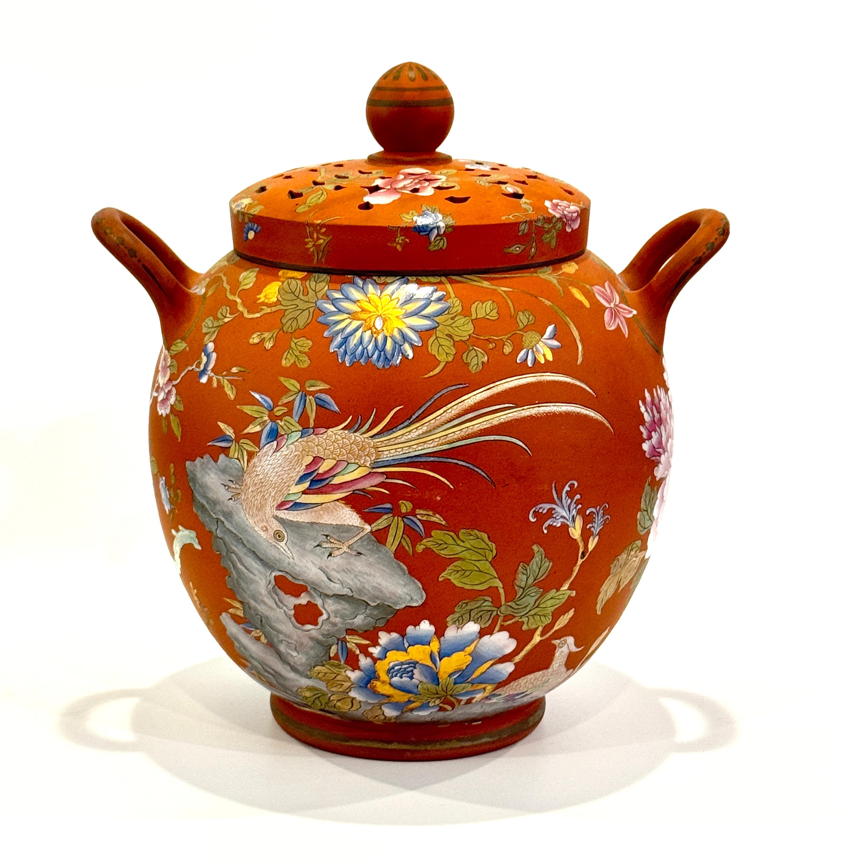 Wedgwood Rosso Antico Capriware Tarro para Popurrí con Decoración Chinoiserie en Bueno estado para la venta en Philadelphia, PA