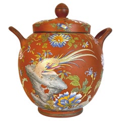 Wedgwood Rosso Antico Capriware Potpourri Jar with Chinoiserie Decoration