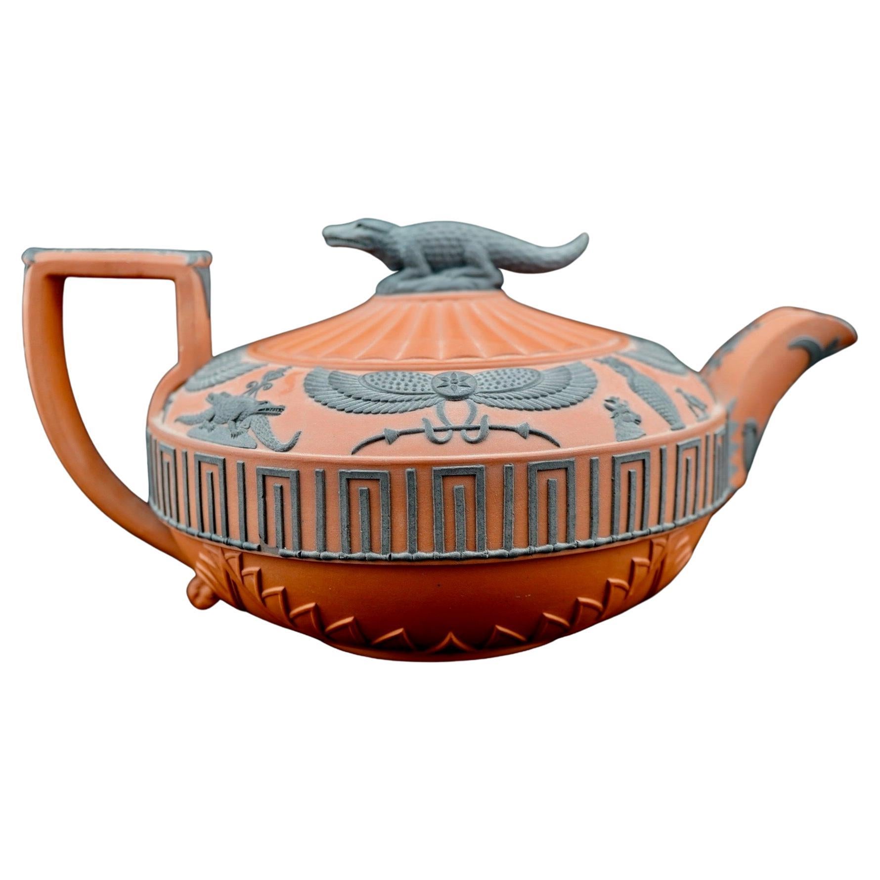 Wedgwood Rosso Antico Egyptian Revival Teapot For Sale