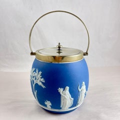 Wedgwood Royal Blue Jasperware Biscuit Barrel