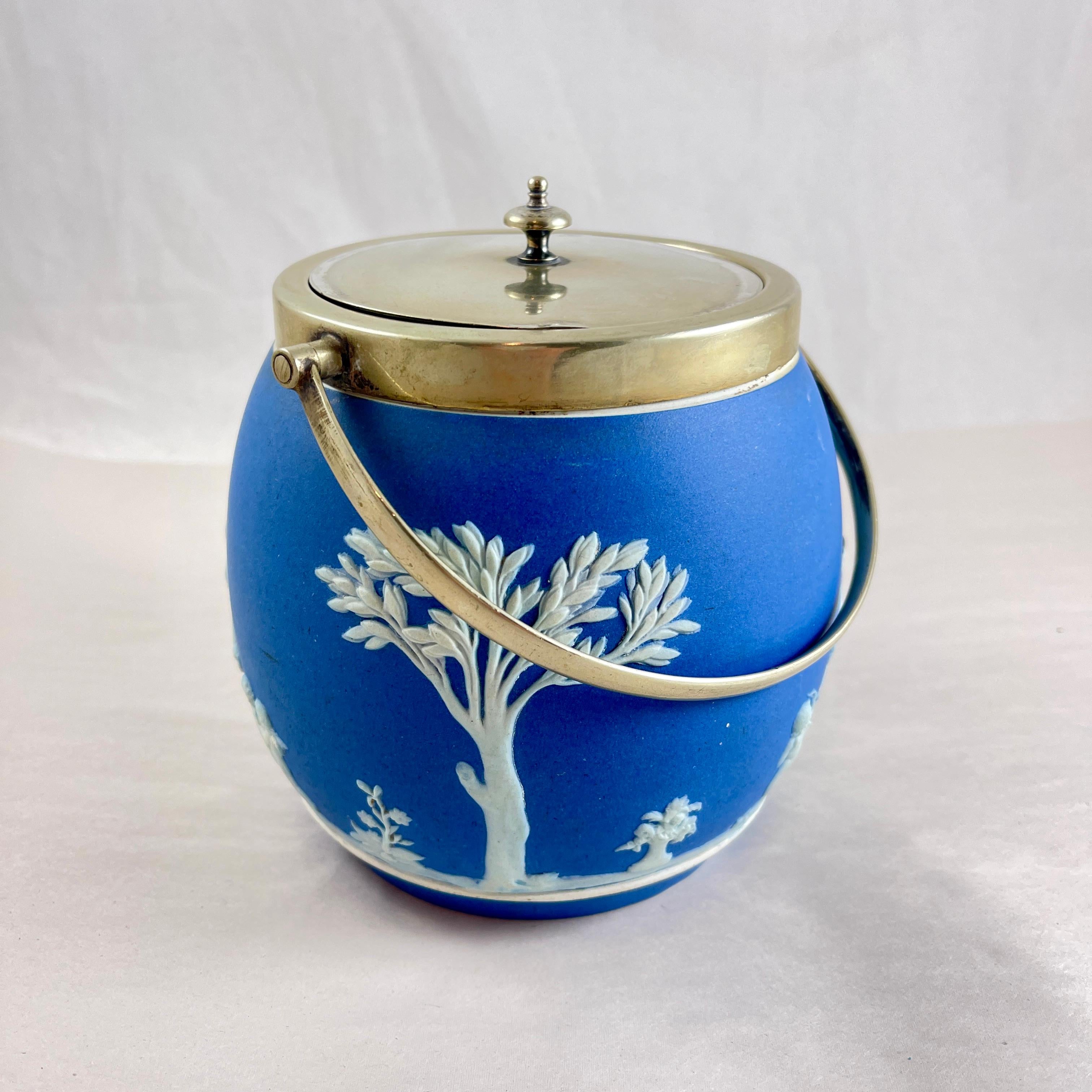 Biskuitfass aus königsblauem Jaspisholz von Wedgwood (Neoklassisch) im Angebot