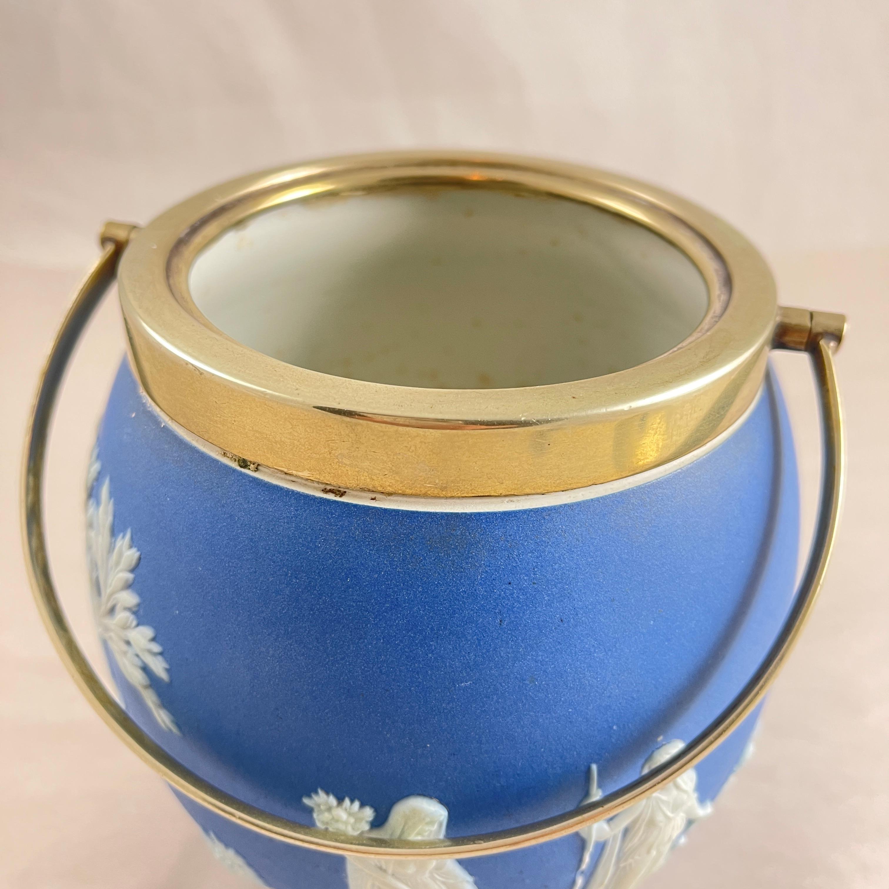 Biskuitfass aus königsblauem Jaspisholz von Wedgwood (Metall) im Angebot