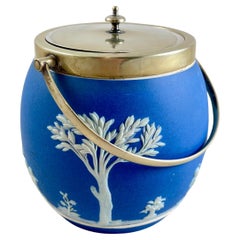 Wedgwood Royal Blue Jasperware Biscuit Barrel