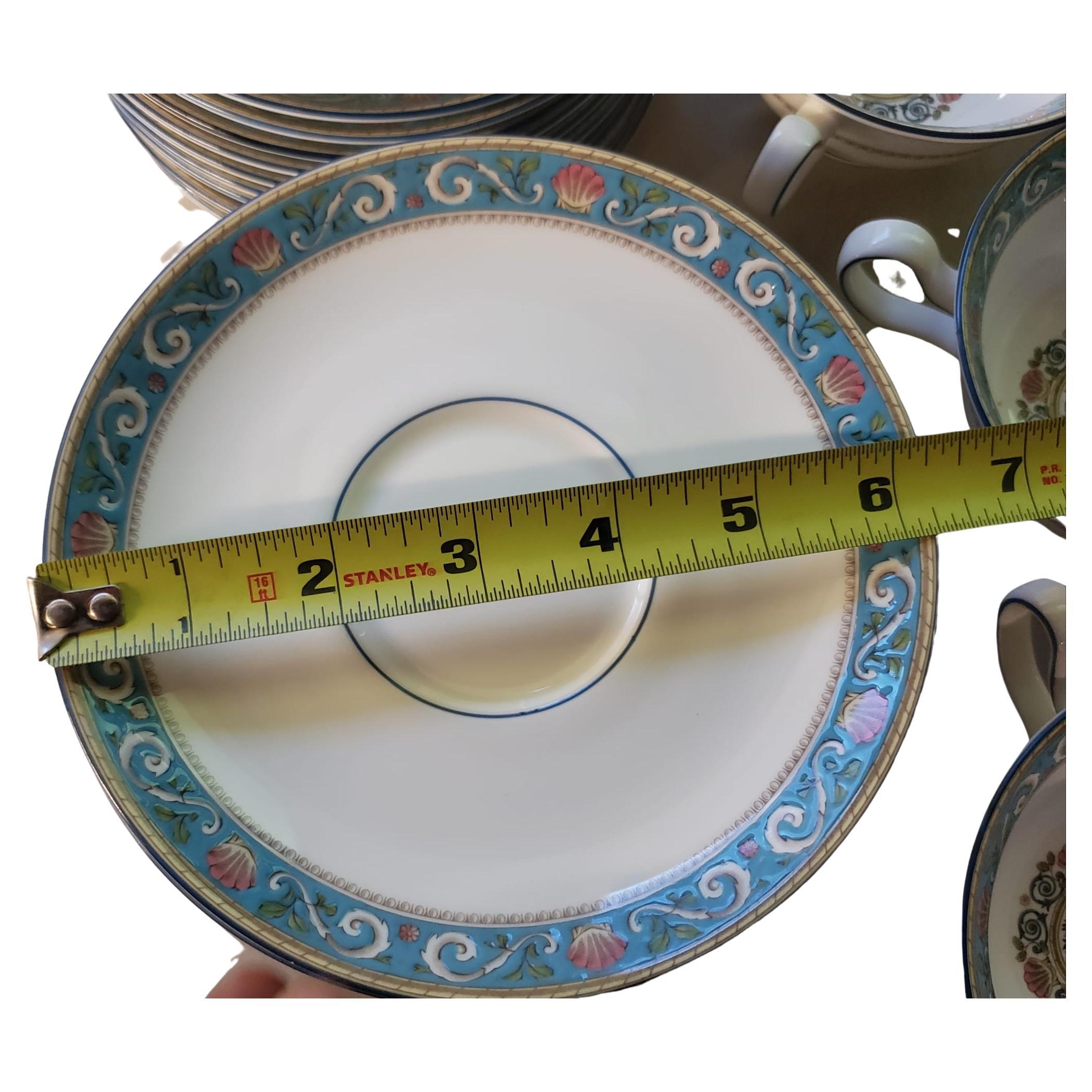 Wedgwood Runnymede Conchas Rosa Turquesa, Centro Floral 71 Piezas Vajilla en venta 6