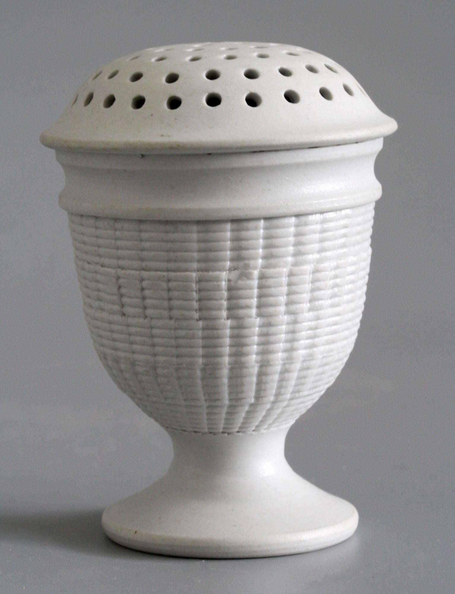18th Century and Earlier Wedgwood Salt Glazed White Stoneware Pounce Pot, circa 1780