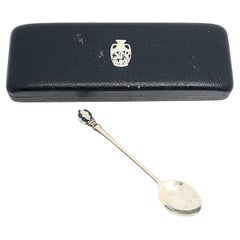 Vintage Wedgwood Sterling Silver Blue Jasperware Spoon with Box