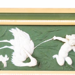 Wedgwood Style Putto Bas Relief Bisque Wall Plaque