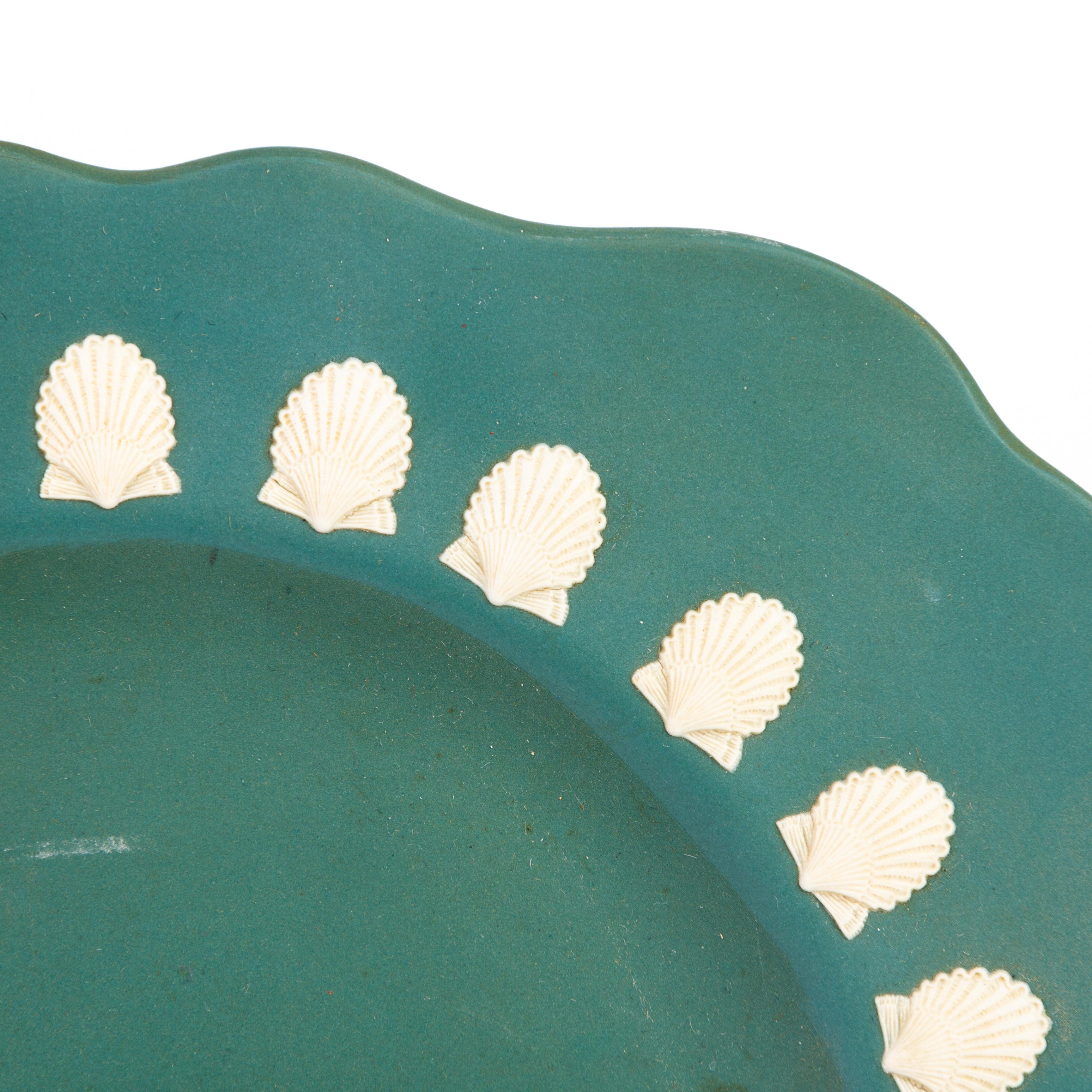 Wedgwood Teal Green Jasperware Seashell Tray In Good Condition For Sale In Nottingham, GB
